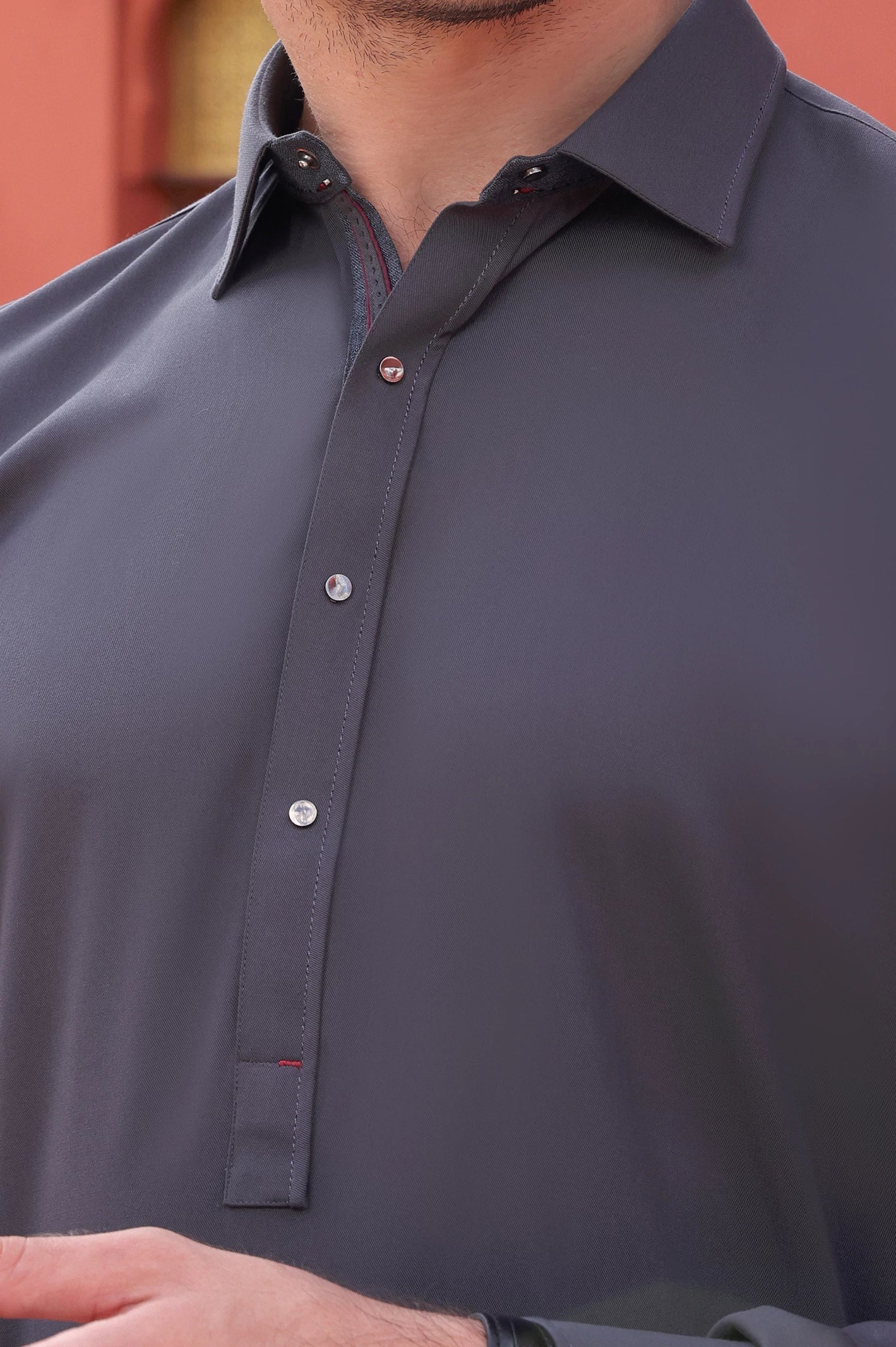 Dark Grey Wash & Wear Shalwar Kameez