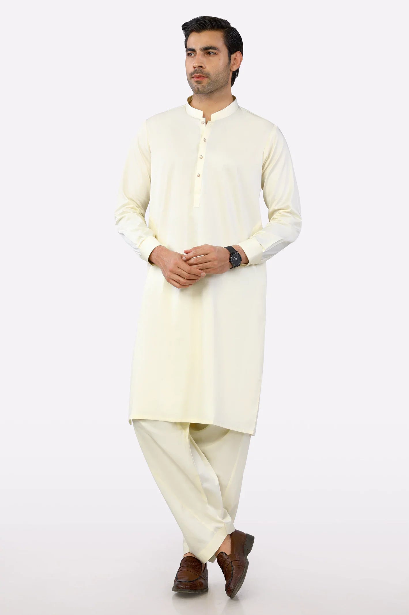 Cream Cotton Shalwar Kameez