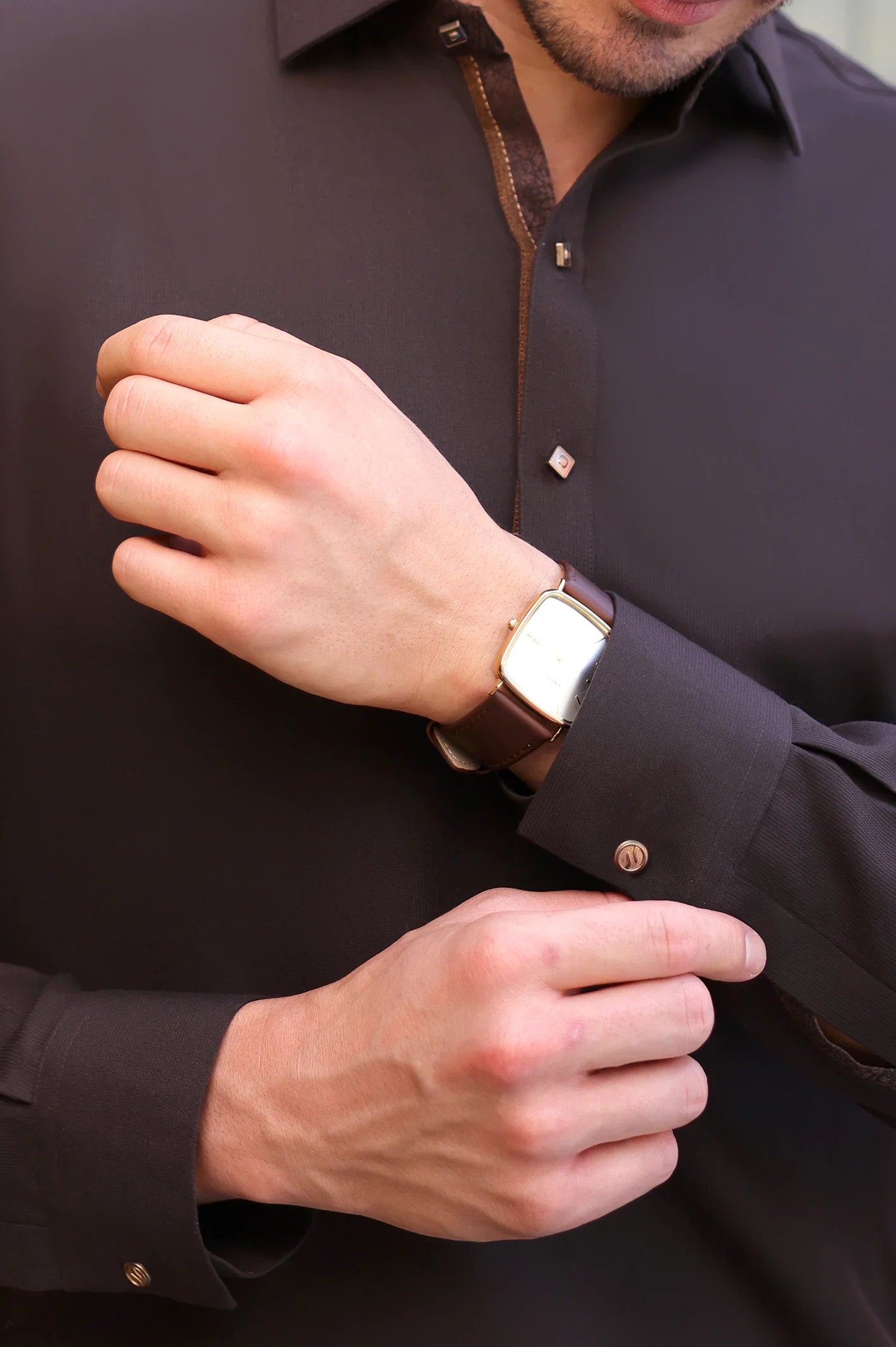 Coffee Brown Wash & Wear Shalwar Kameez