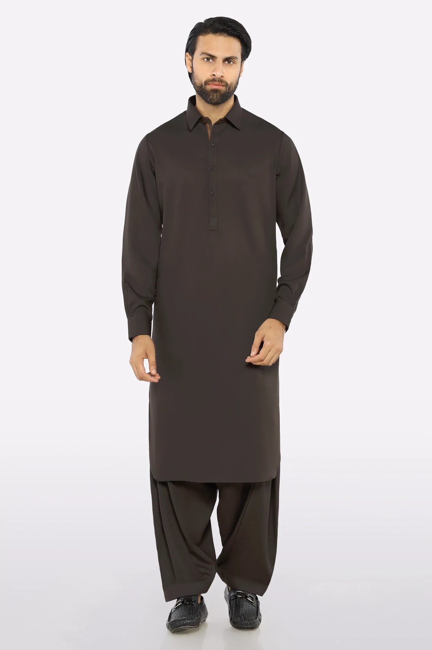 Coffee Brown Wash & Wear Shalwar Kameez