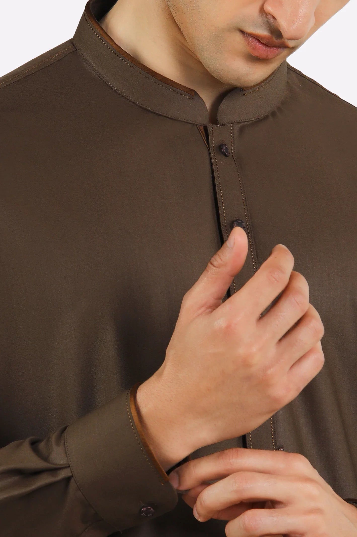 Dark Brown Wash & Wear Shalwar Kameez