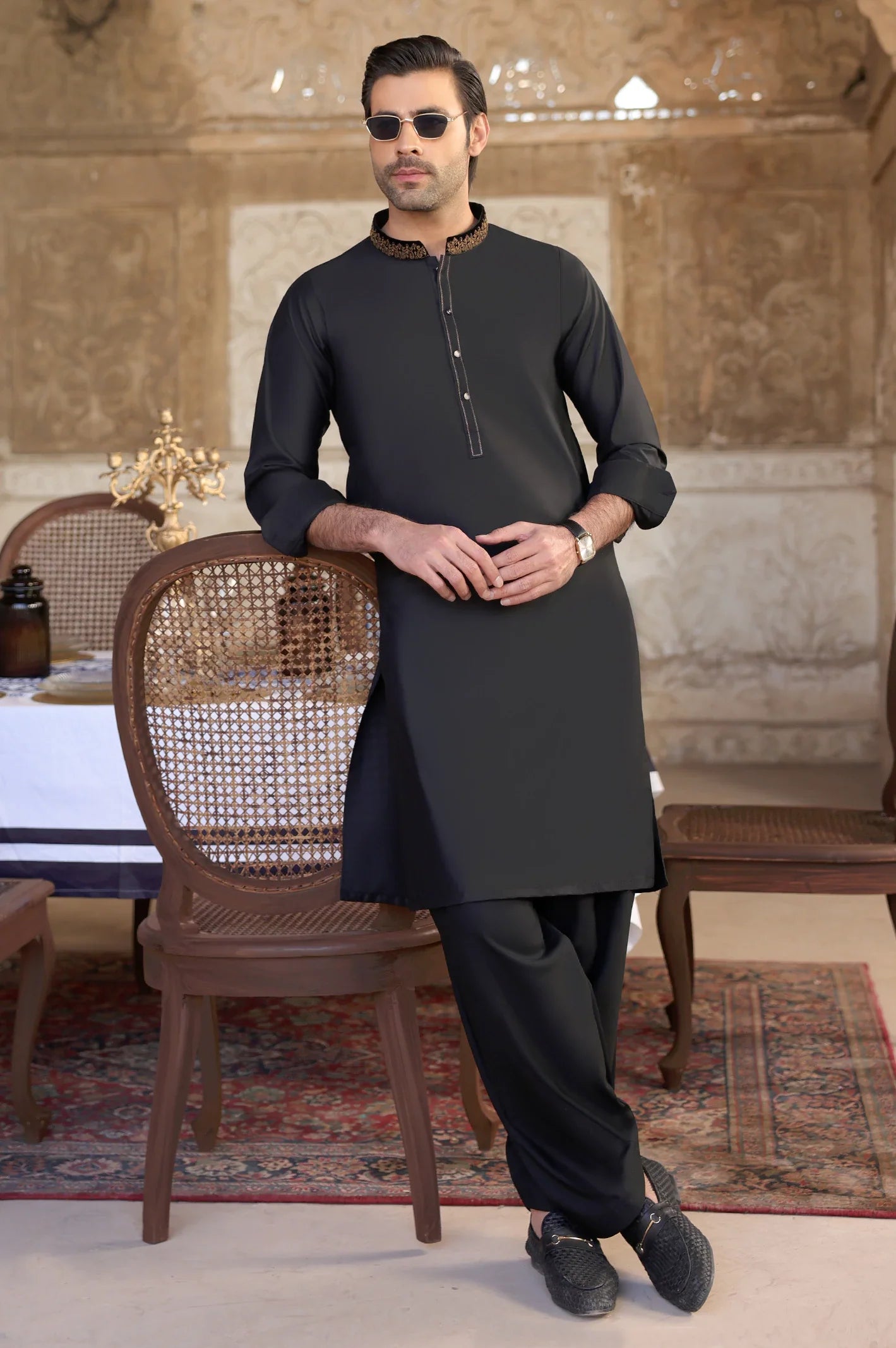 Black Wash & Wear Shalwar Kameez
