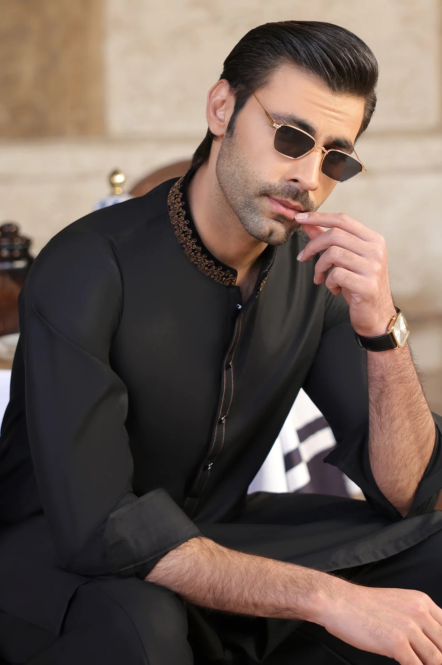 Black Wash & Wear Shalwar Kameez
