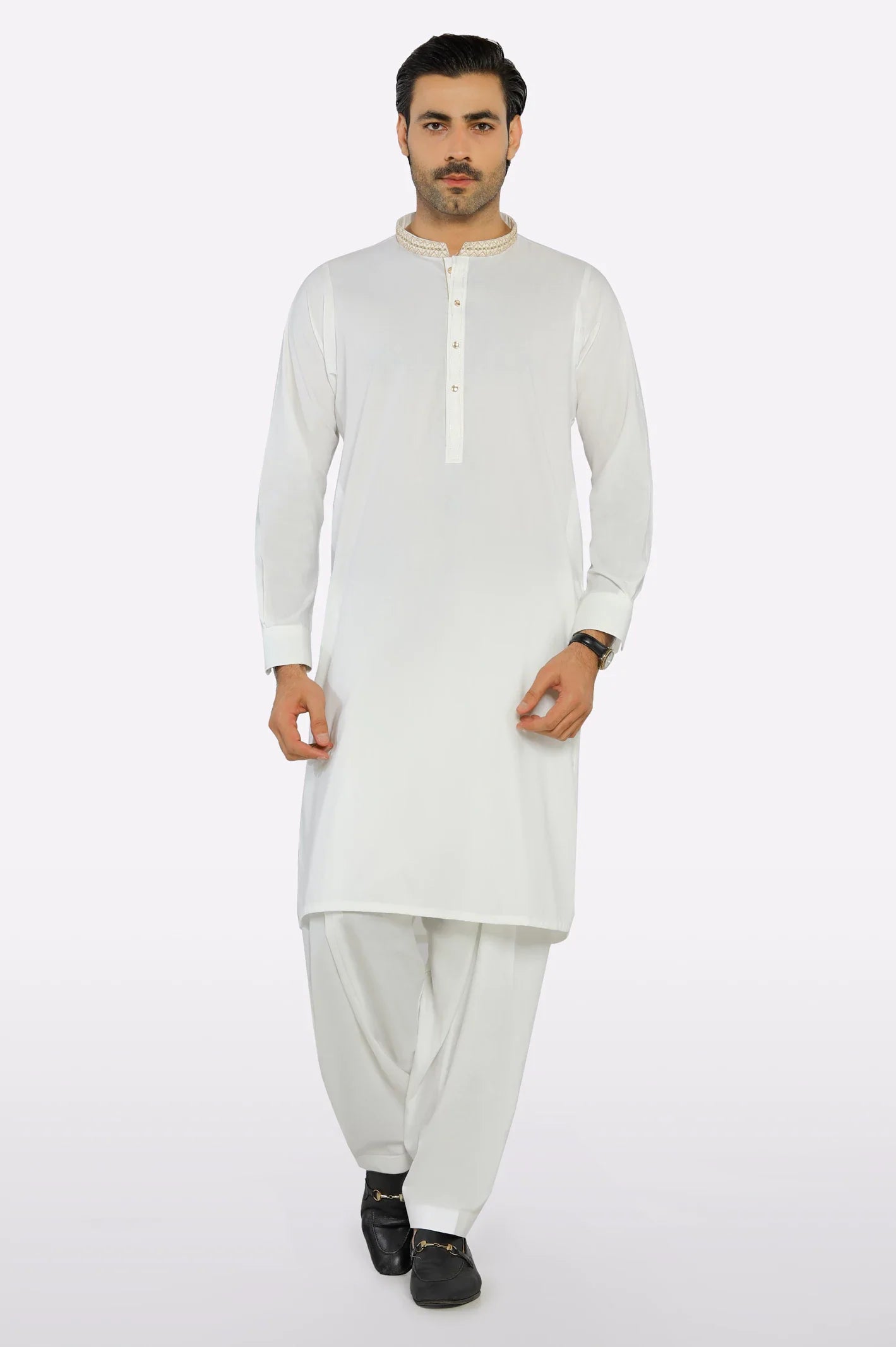Off White Wash & Wear Shalwar Kameez