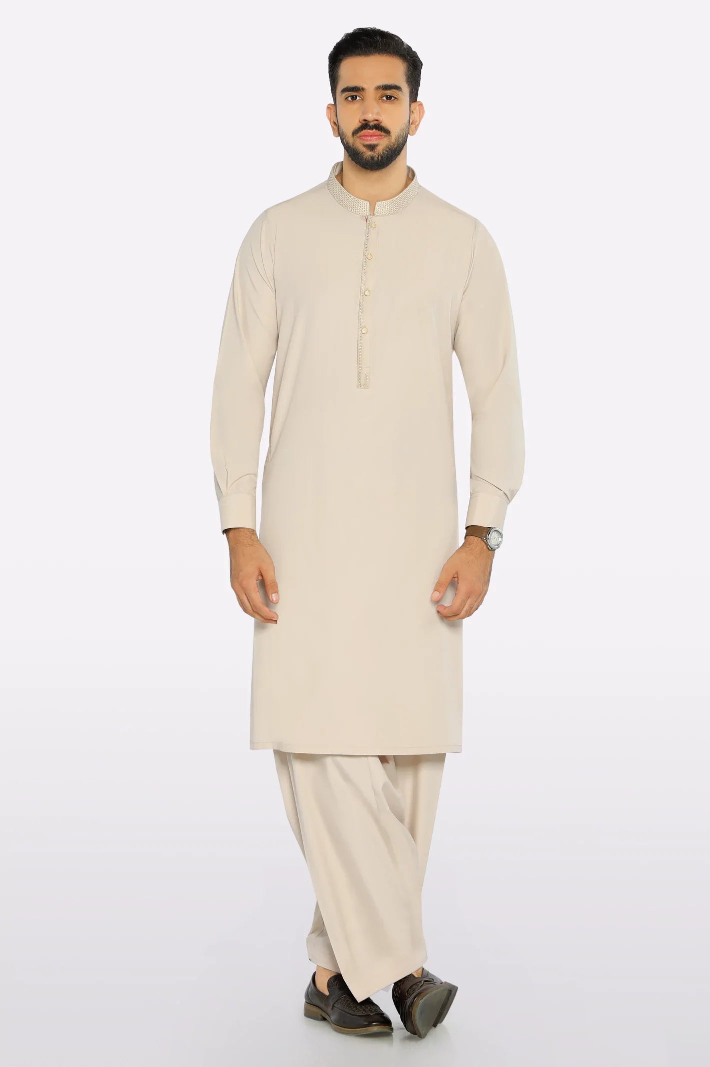 Light Beige Wash & Wear Shalwar Kameez