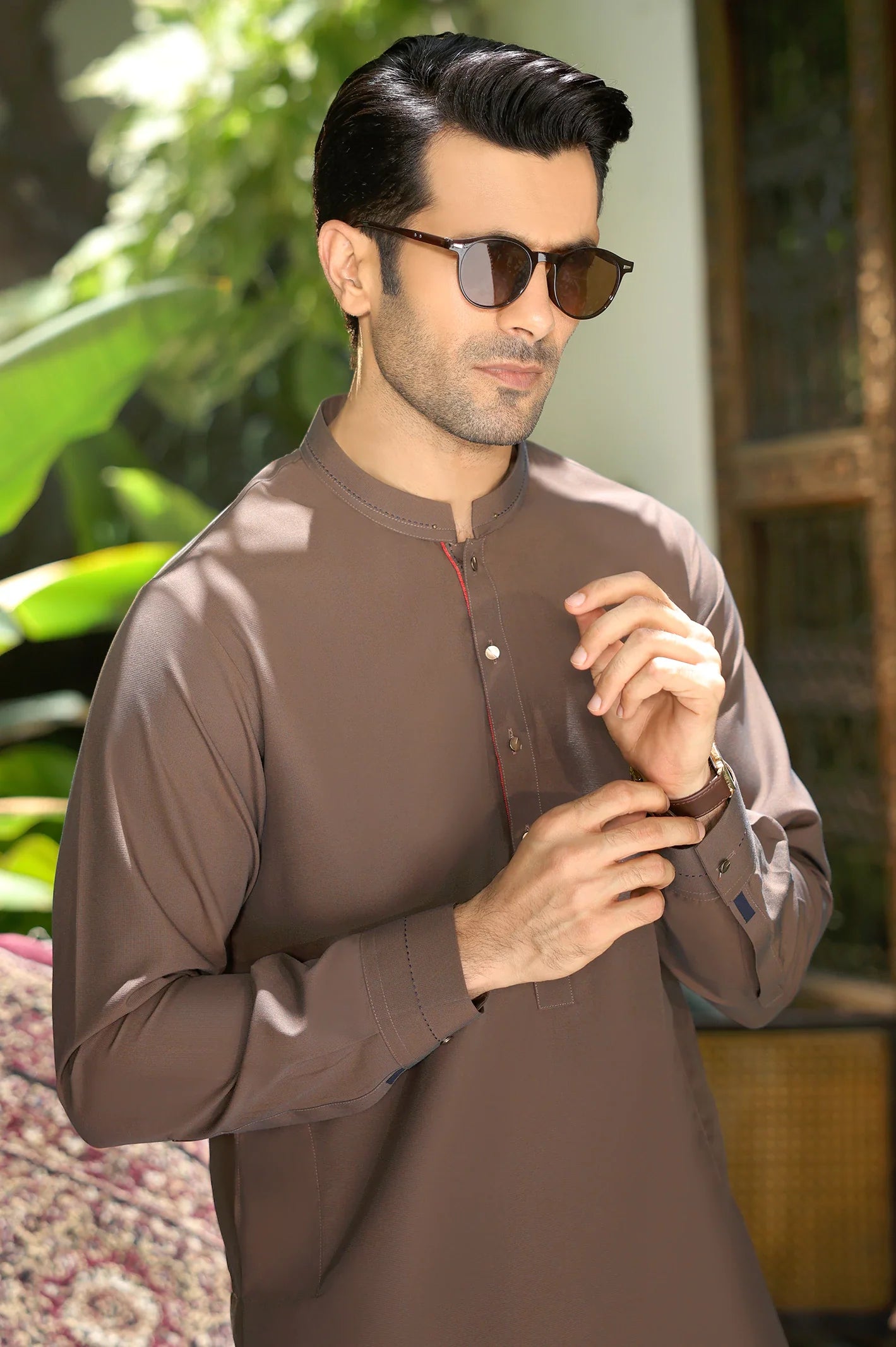 Brown Wash & Wear Shalwar Kameez