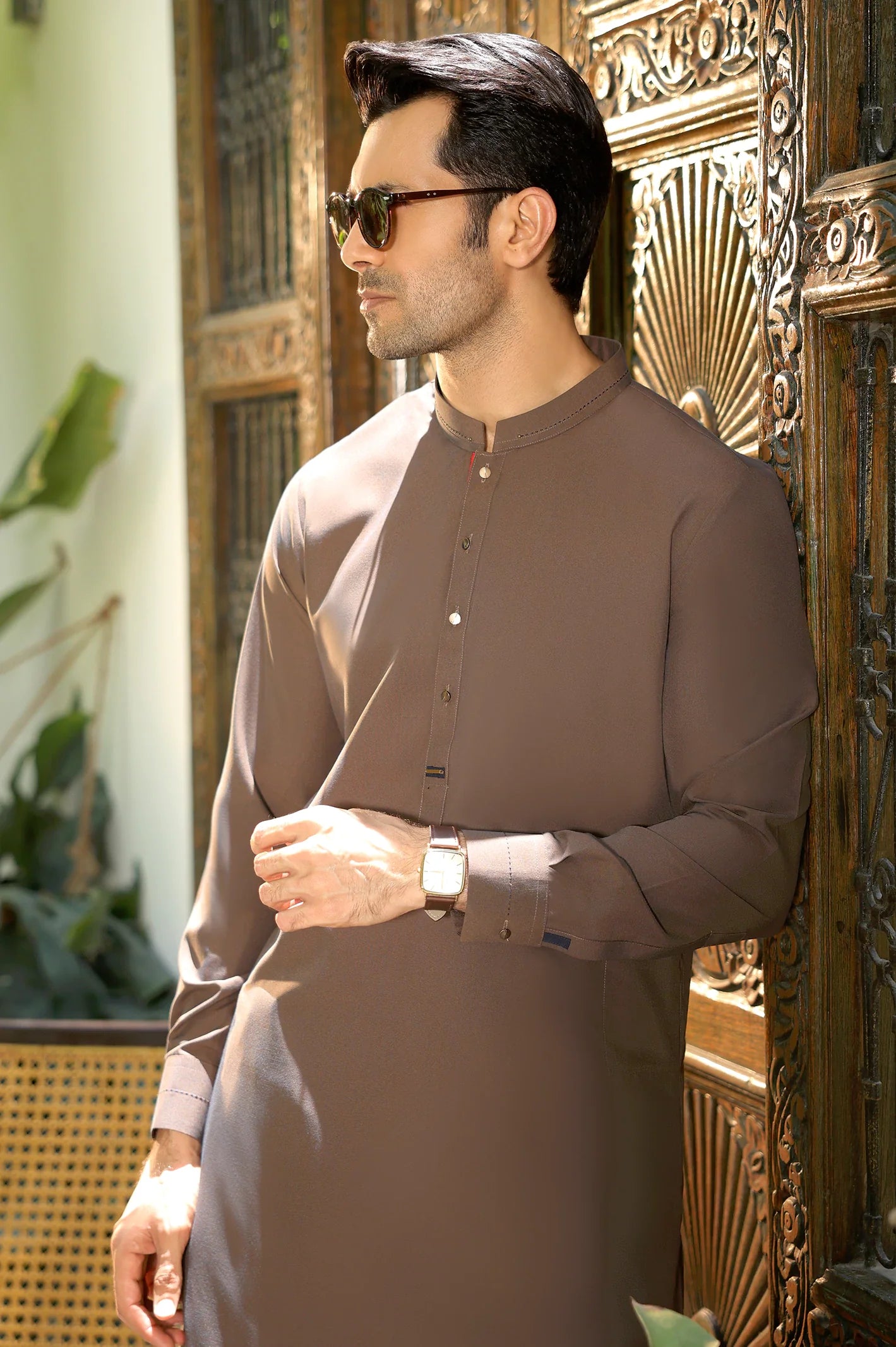 Brown Wash & Wear Shalwar Kameez