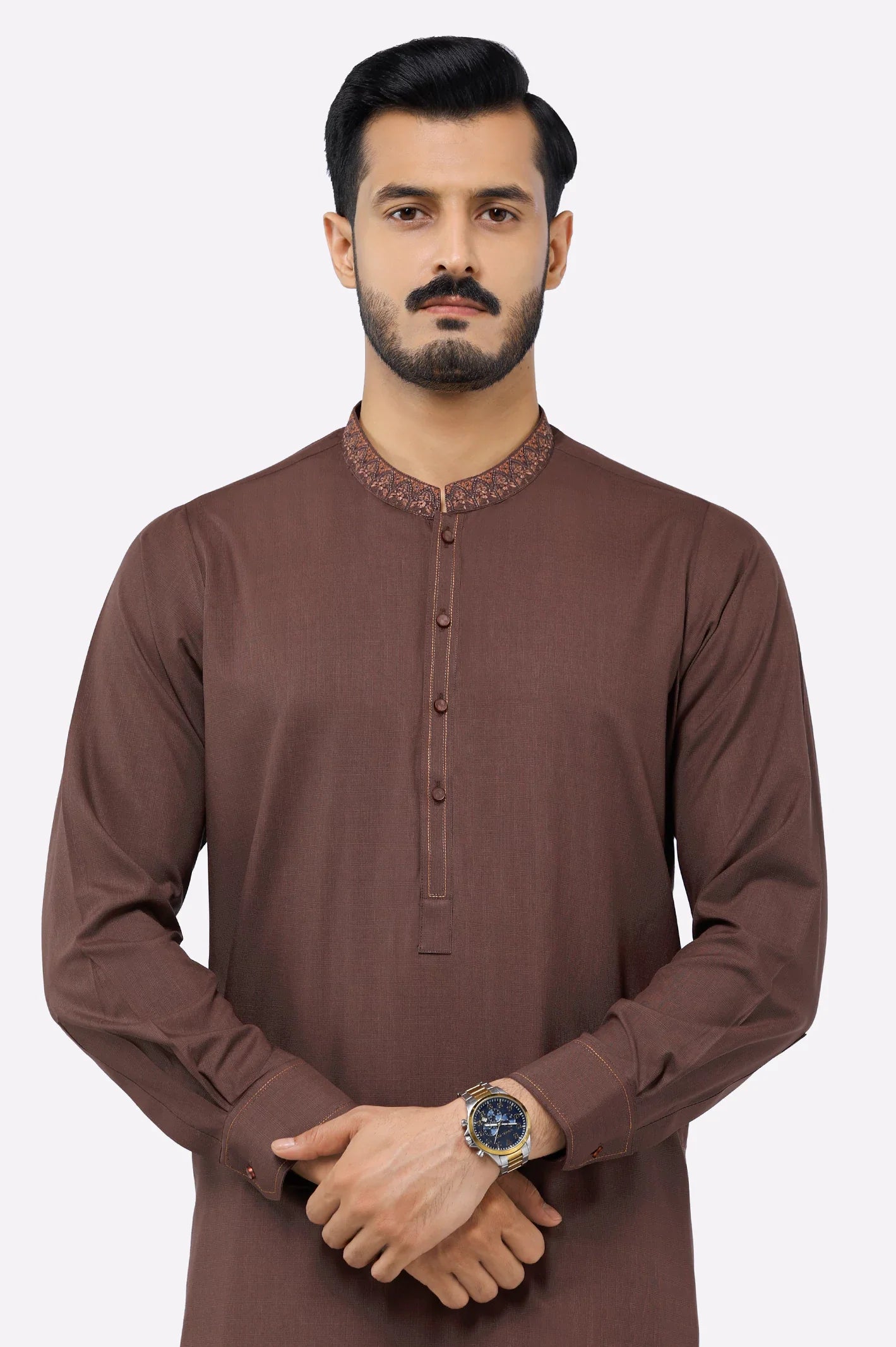 Brown Wash & Wear Shalwar Kameez