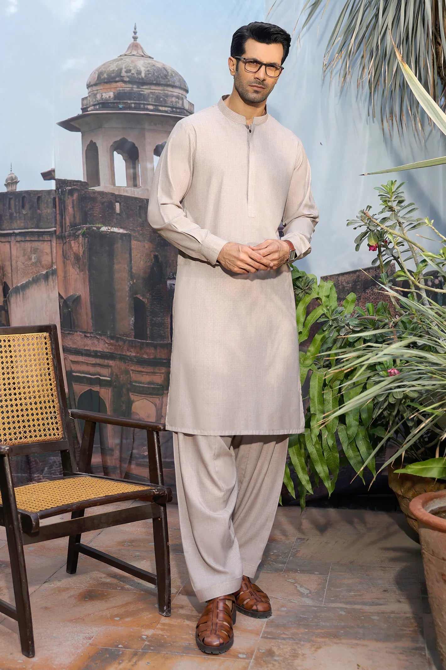 Beige Wash & Wear Shalwar Kameez