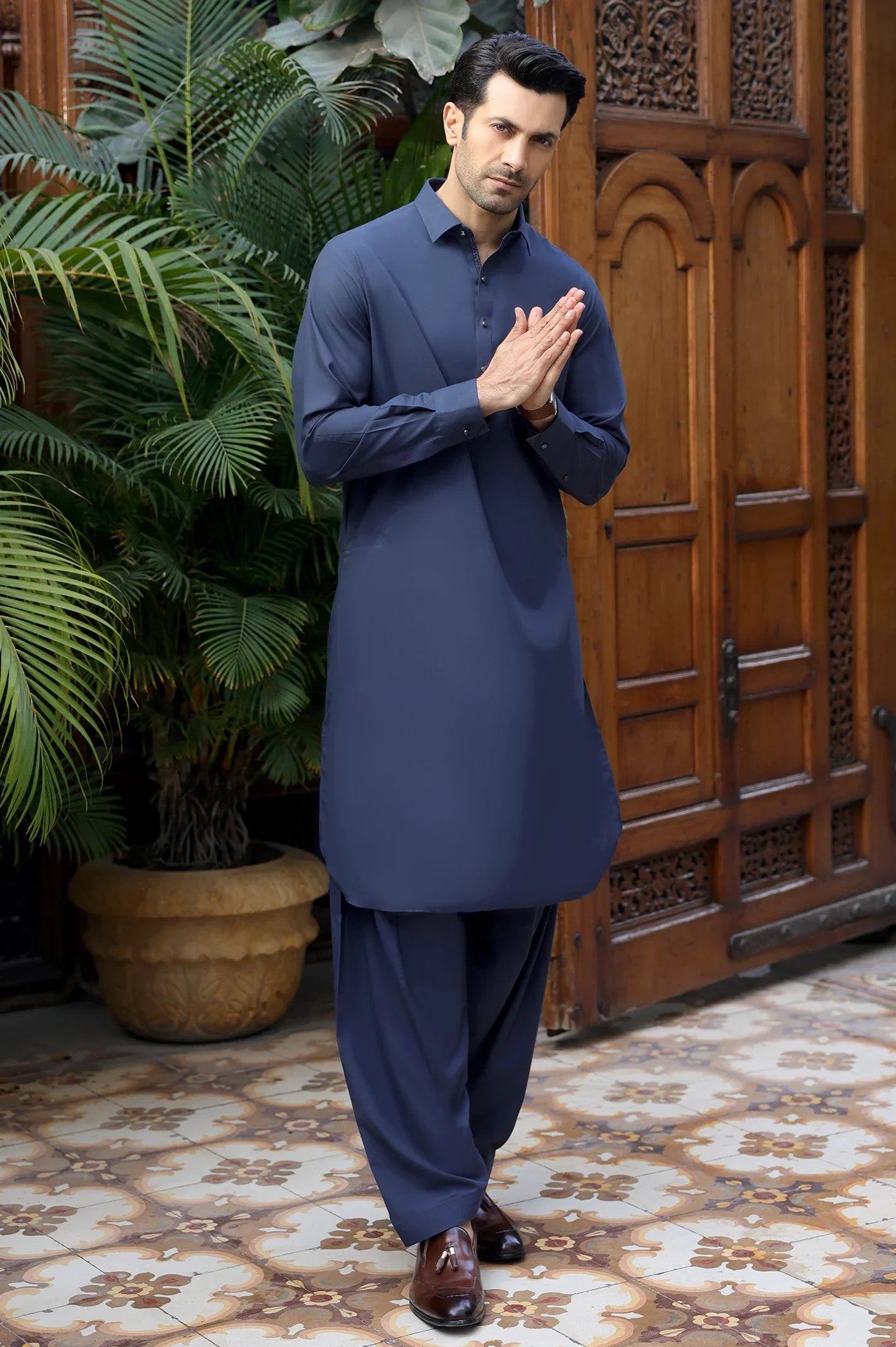 Dark Grey Wash & Wear Shalwar Kameez