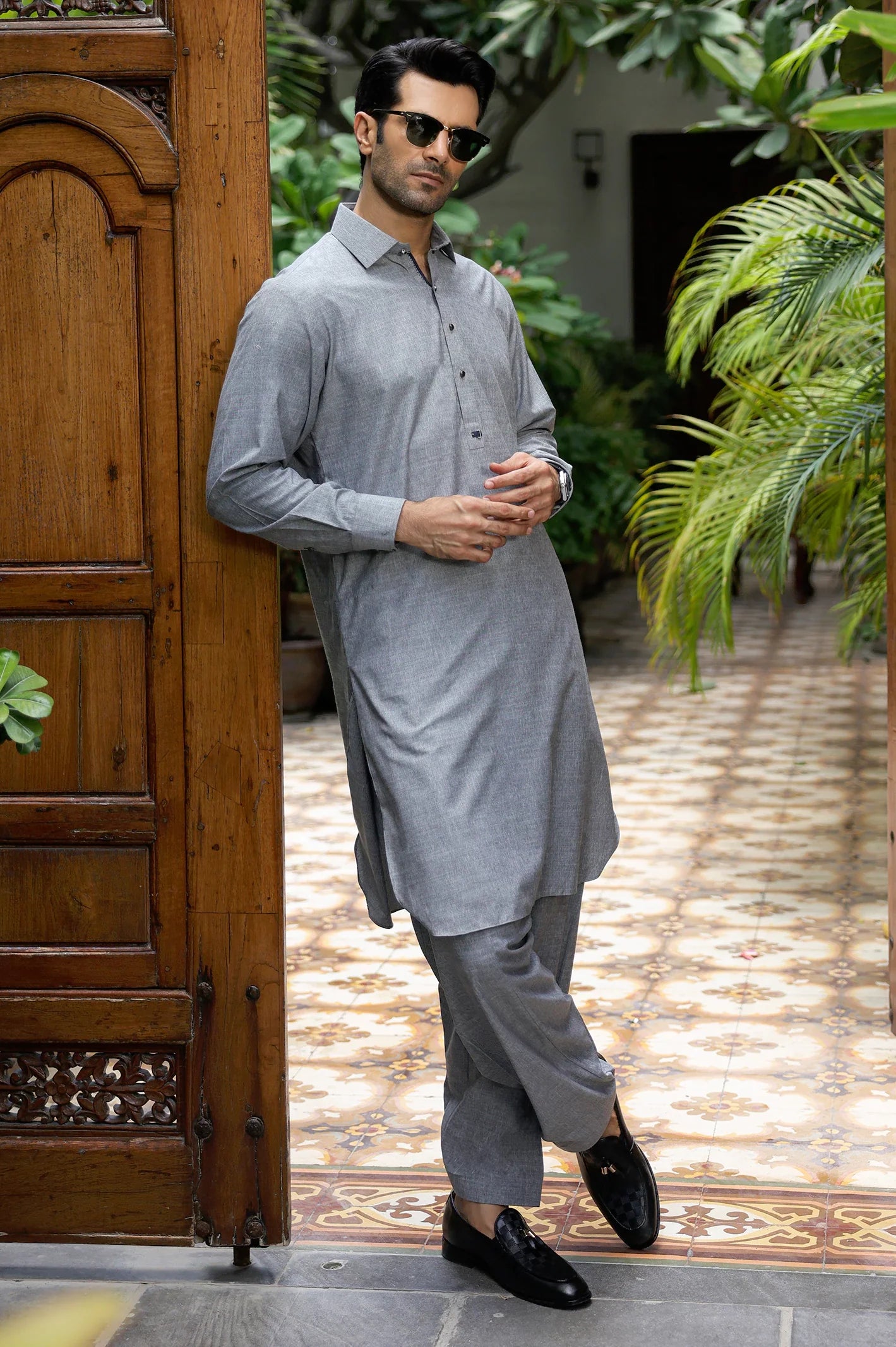 Light Grey Wash & Wear Shalwar Kameez
