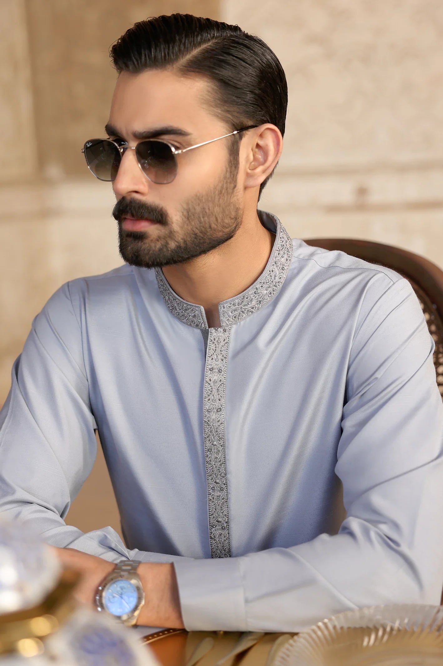 Light Grey Wash & Wear Shalwar Kameez