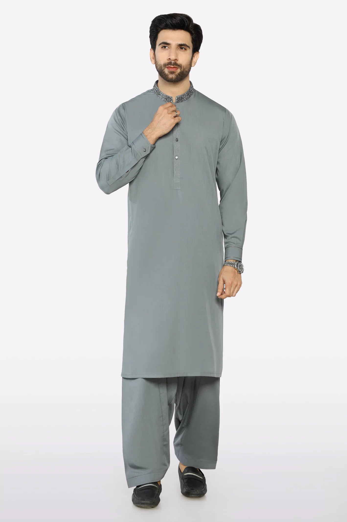 Light Grey Wash & Wear Shalwar Kameez