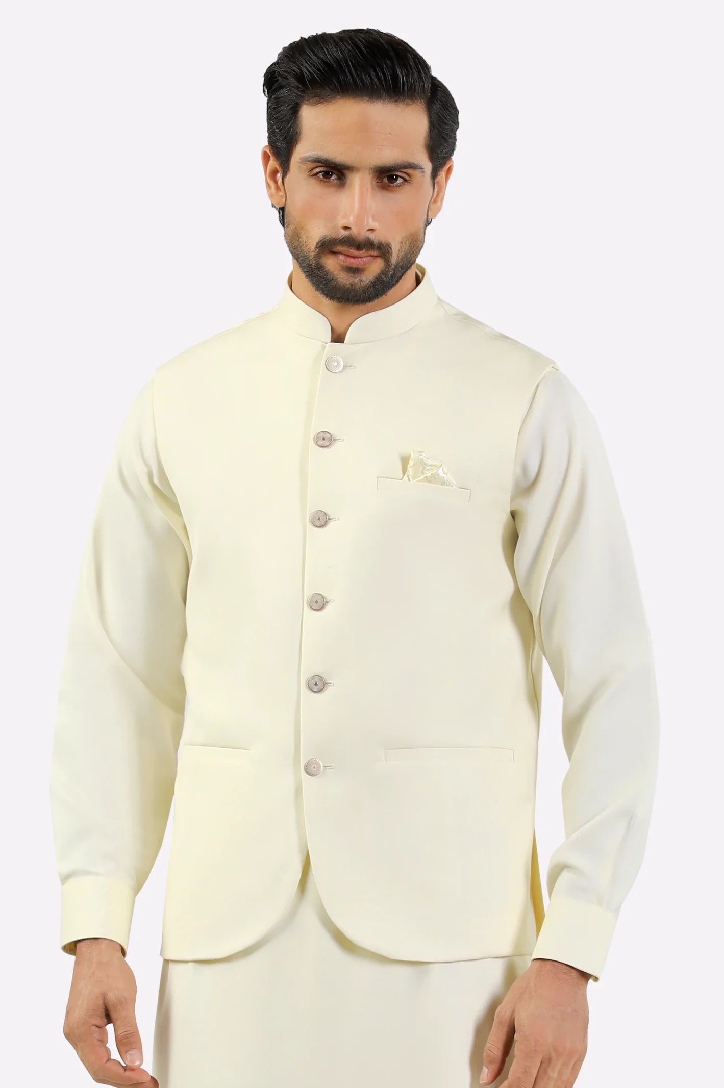 Cream Shalwar Kameez with Waistcoat