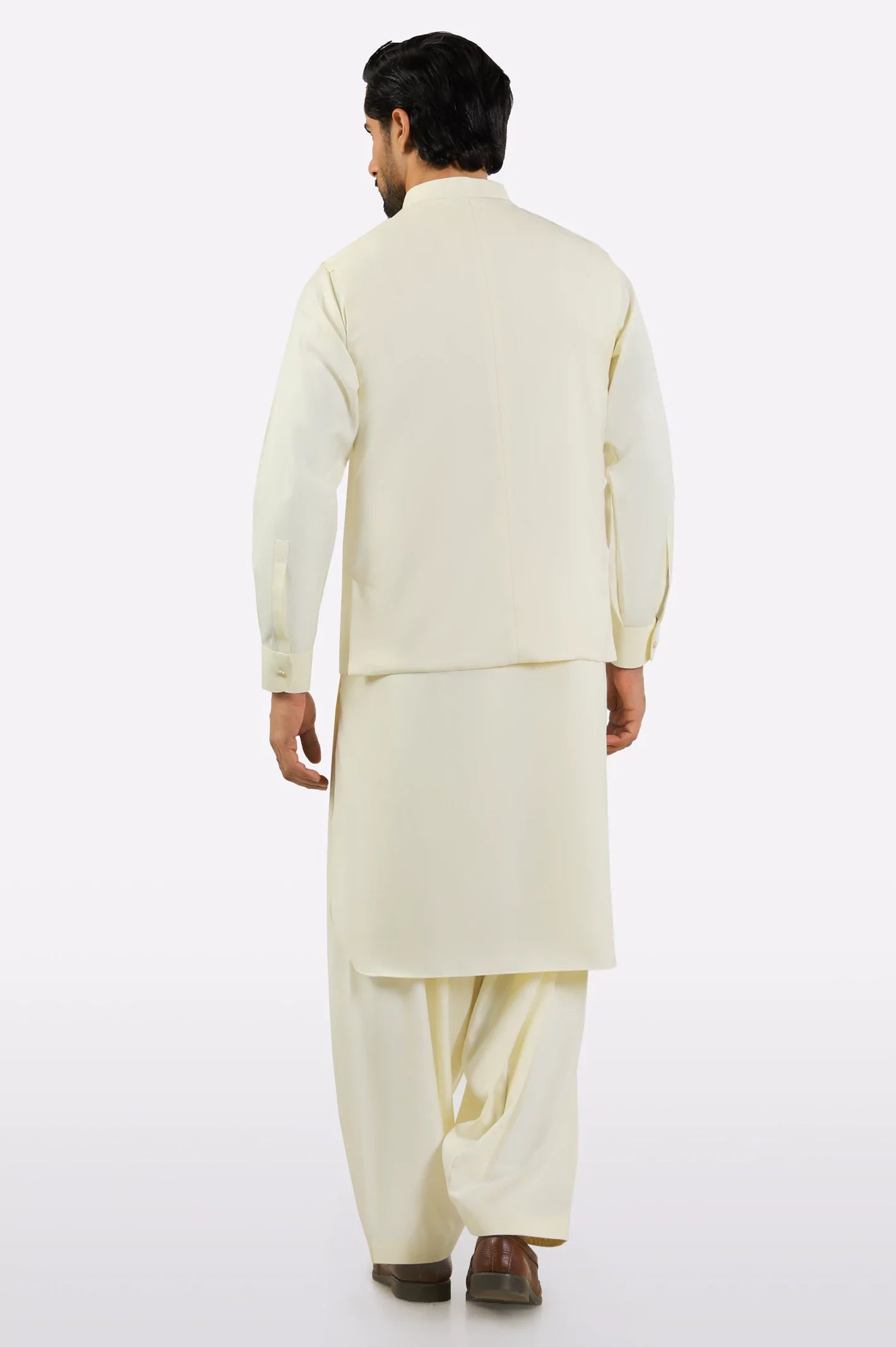 Cream Shalwar Kameez with Waistcoat