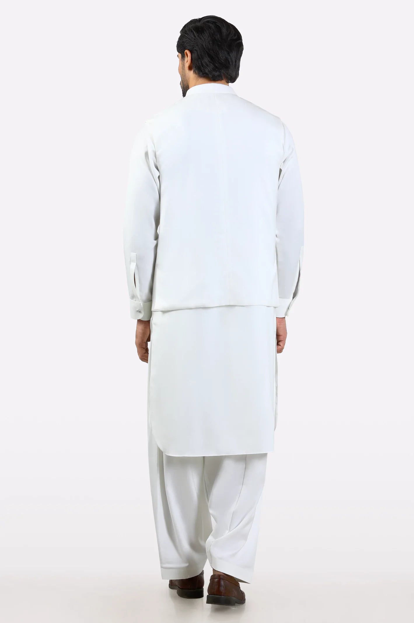 Off White Shalwar Kameez with Waistcoat