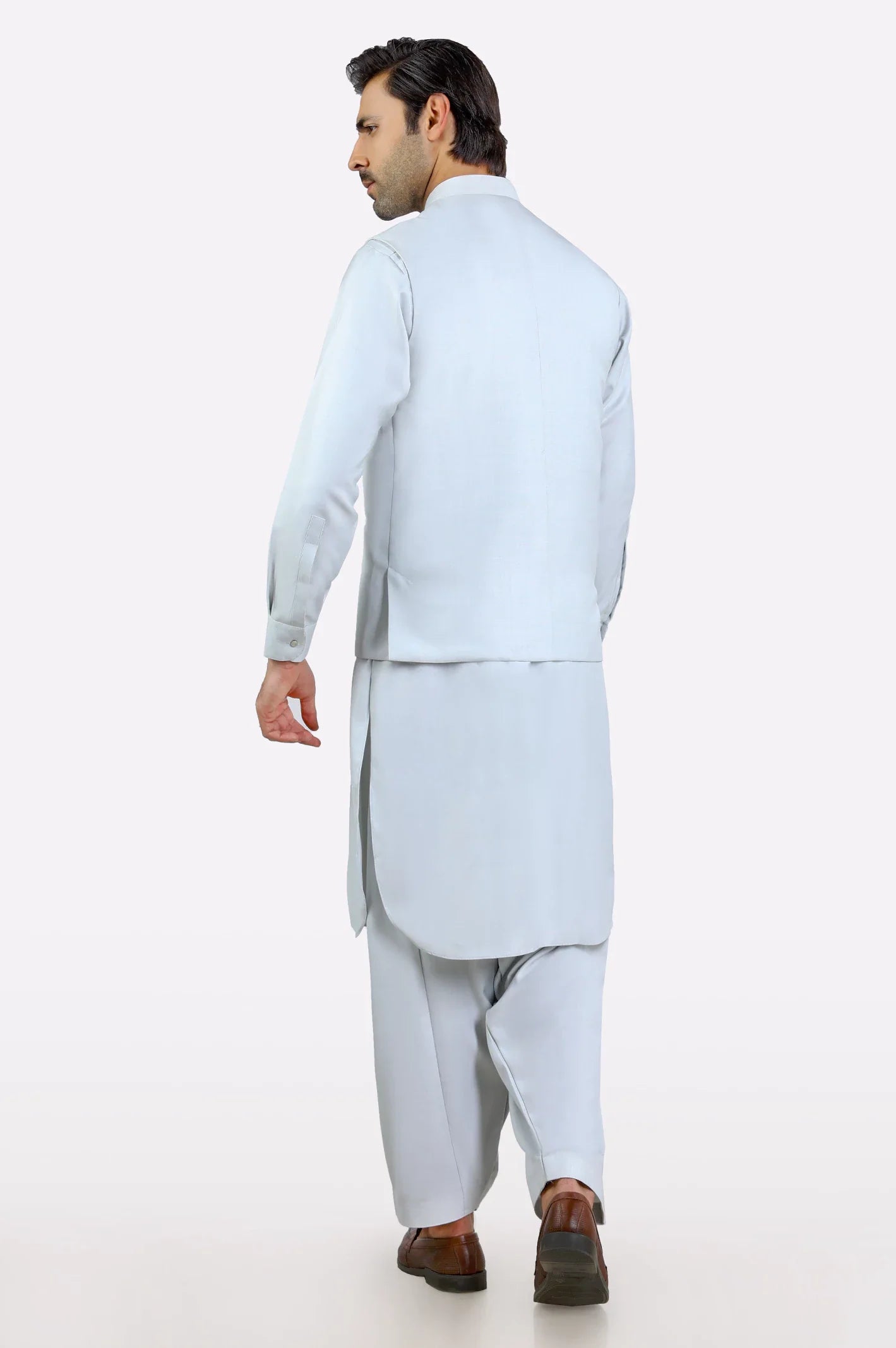 Light Grey Shalwar Kameez with Waistcoat