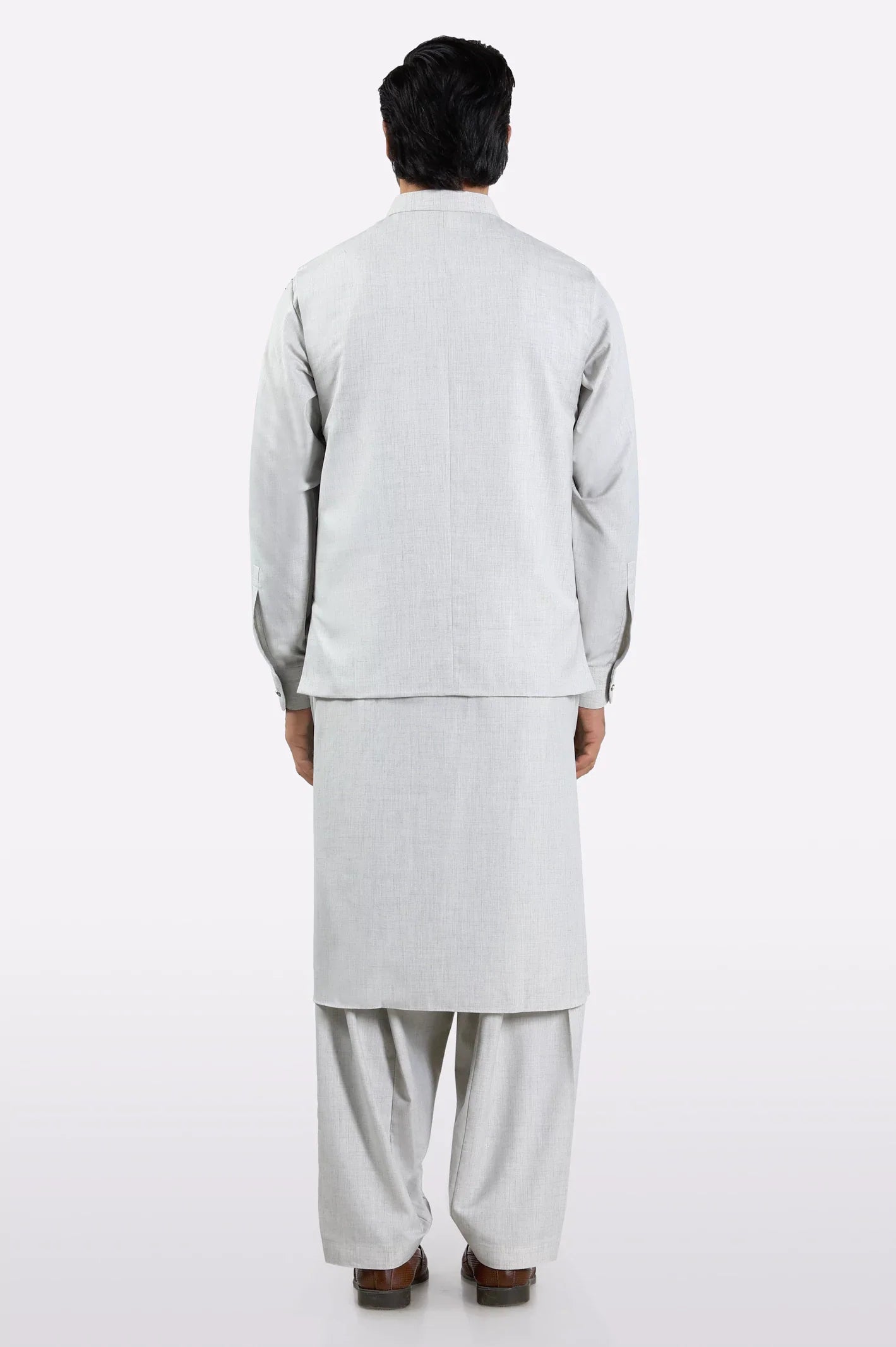 Light Grey Shalwar Kameez with Waistcoat