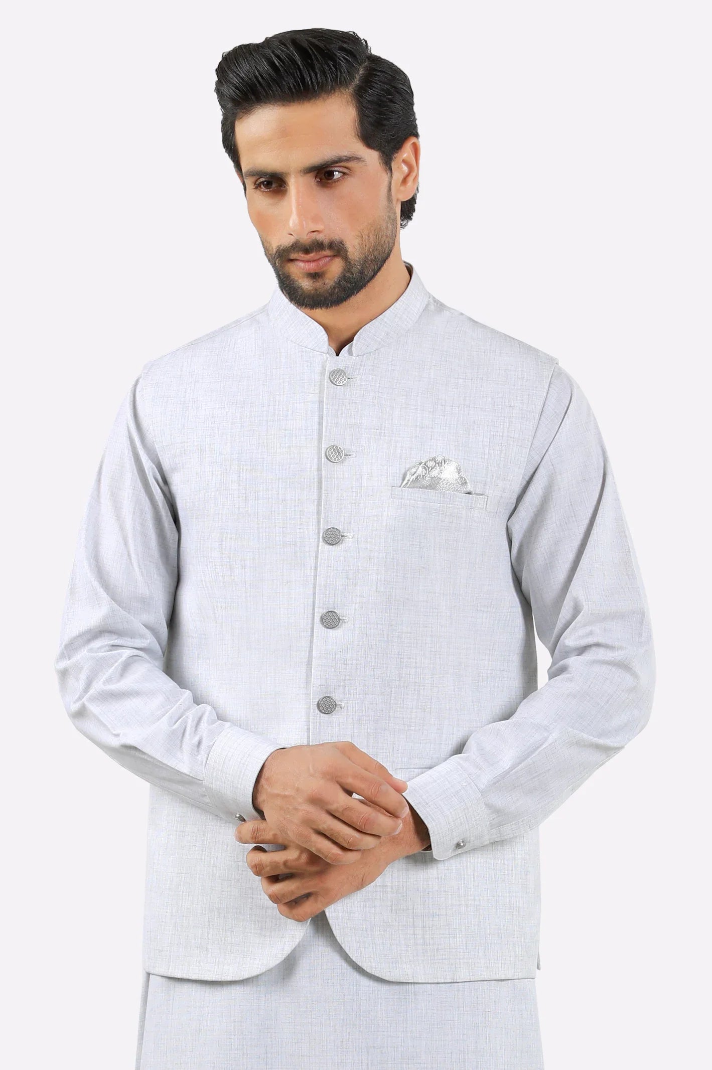 Off White Shalwar Kameez with Waistcoat