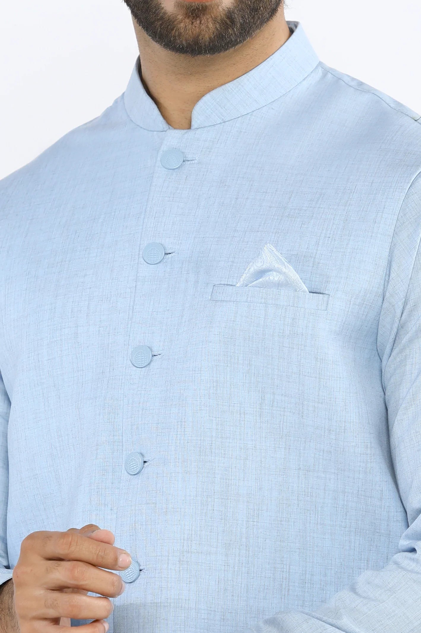 Sky Blue Shalwar Kameez with Waistcoat