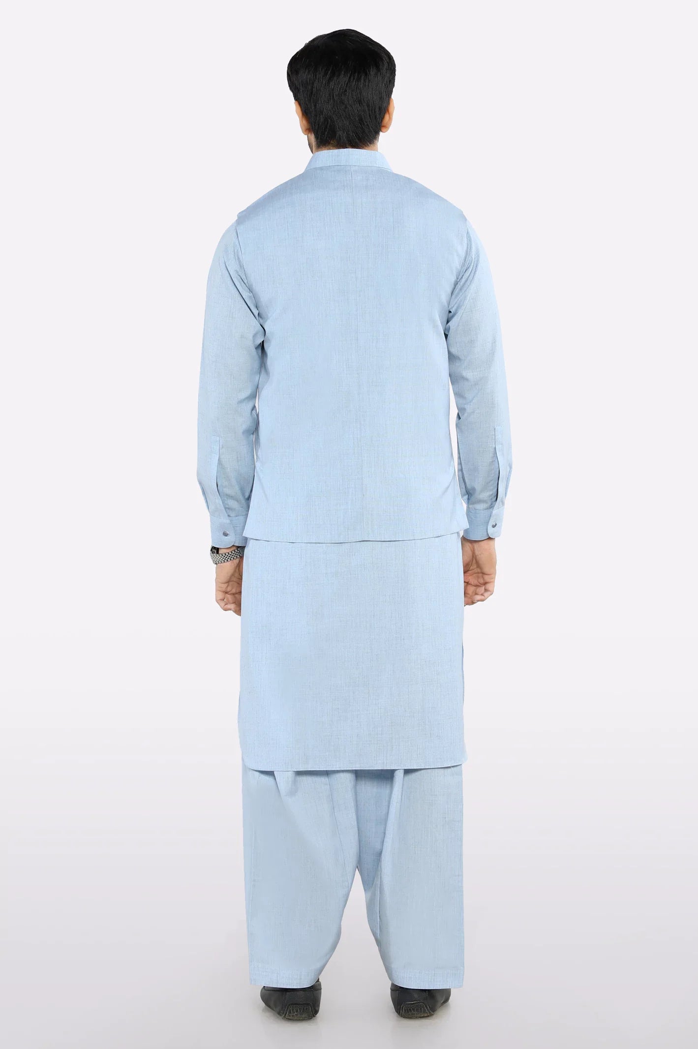 Sky Blue Shalwar Kameez with Waistcoat
