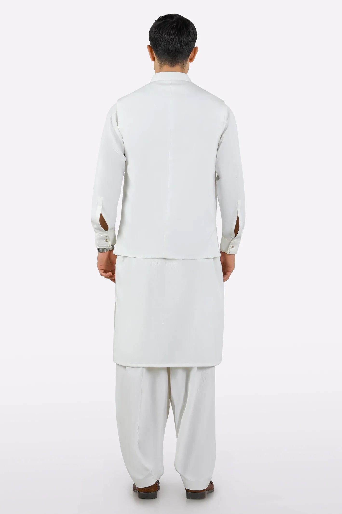 Off White Shalwar Kameez with Waistcoat
