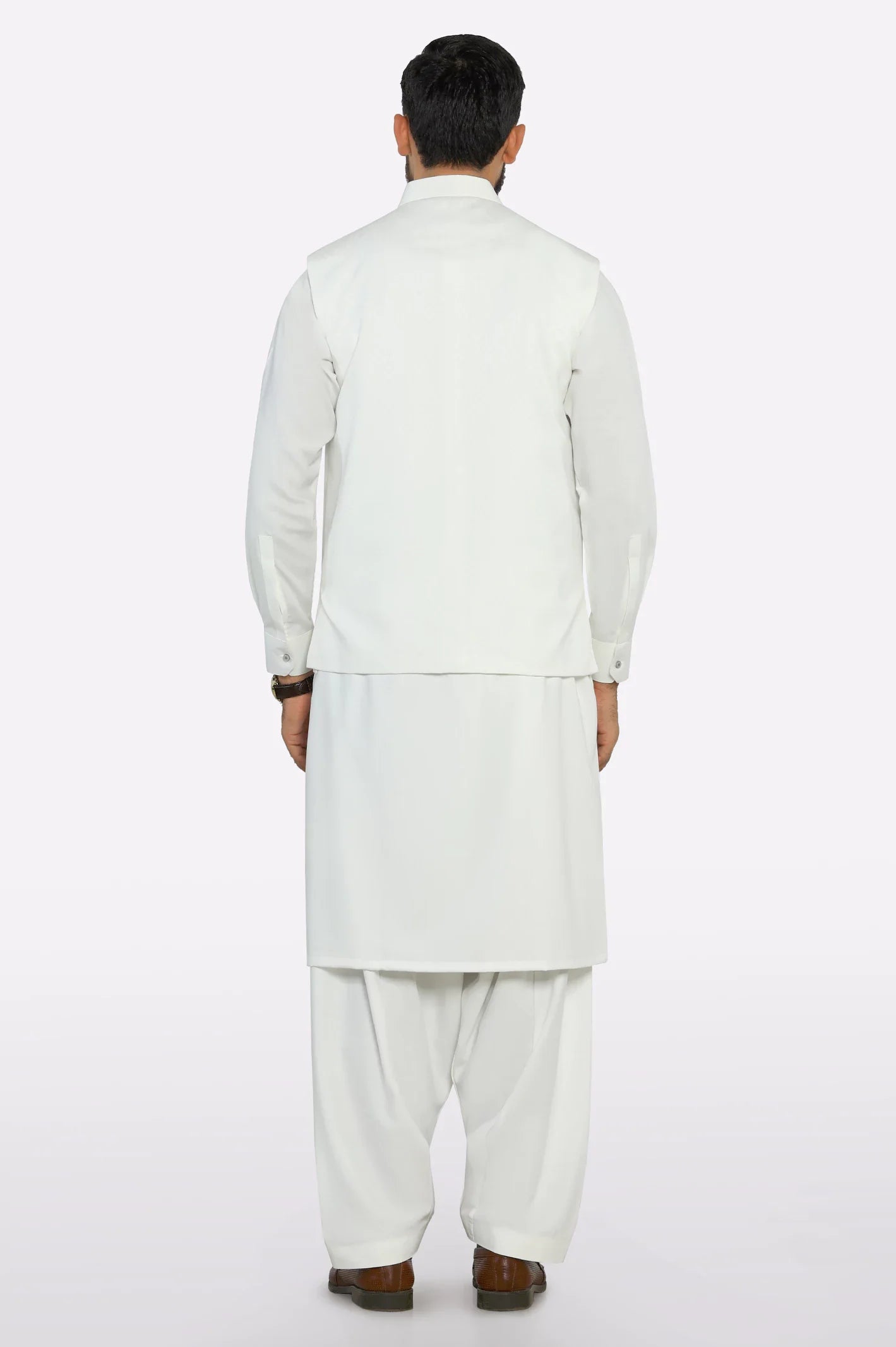 Off White Shalwar Kameez with Waistcoat