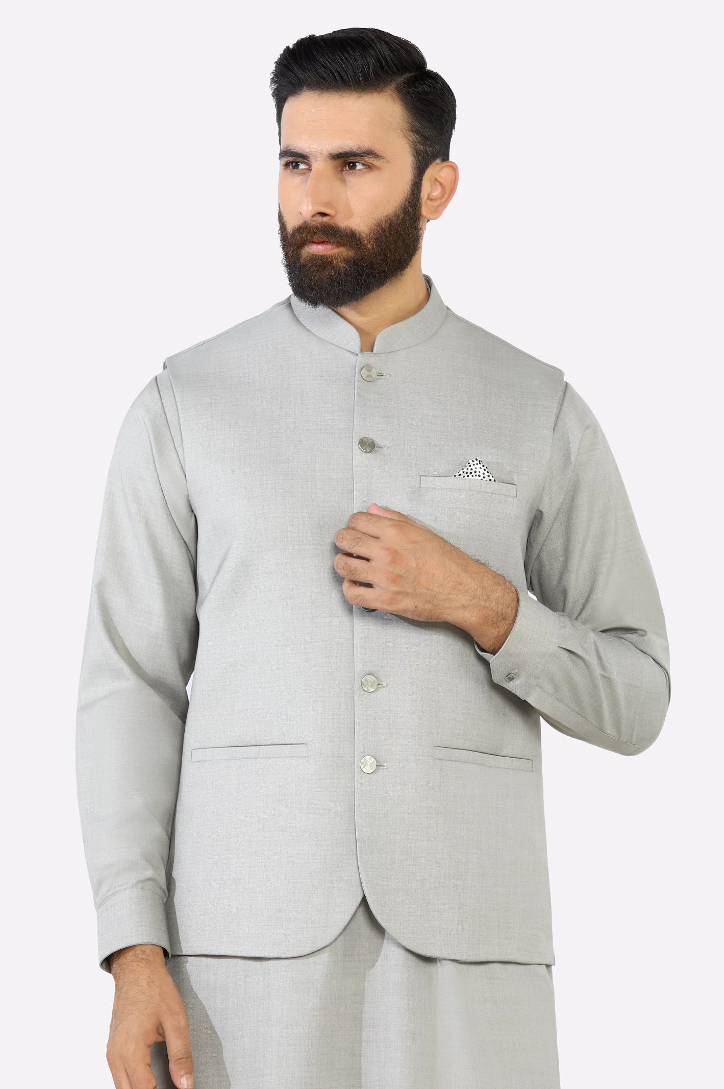 Beige Shalwar Kameez with Waistcoat