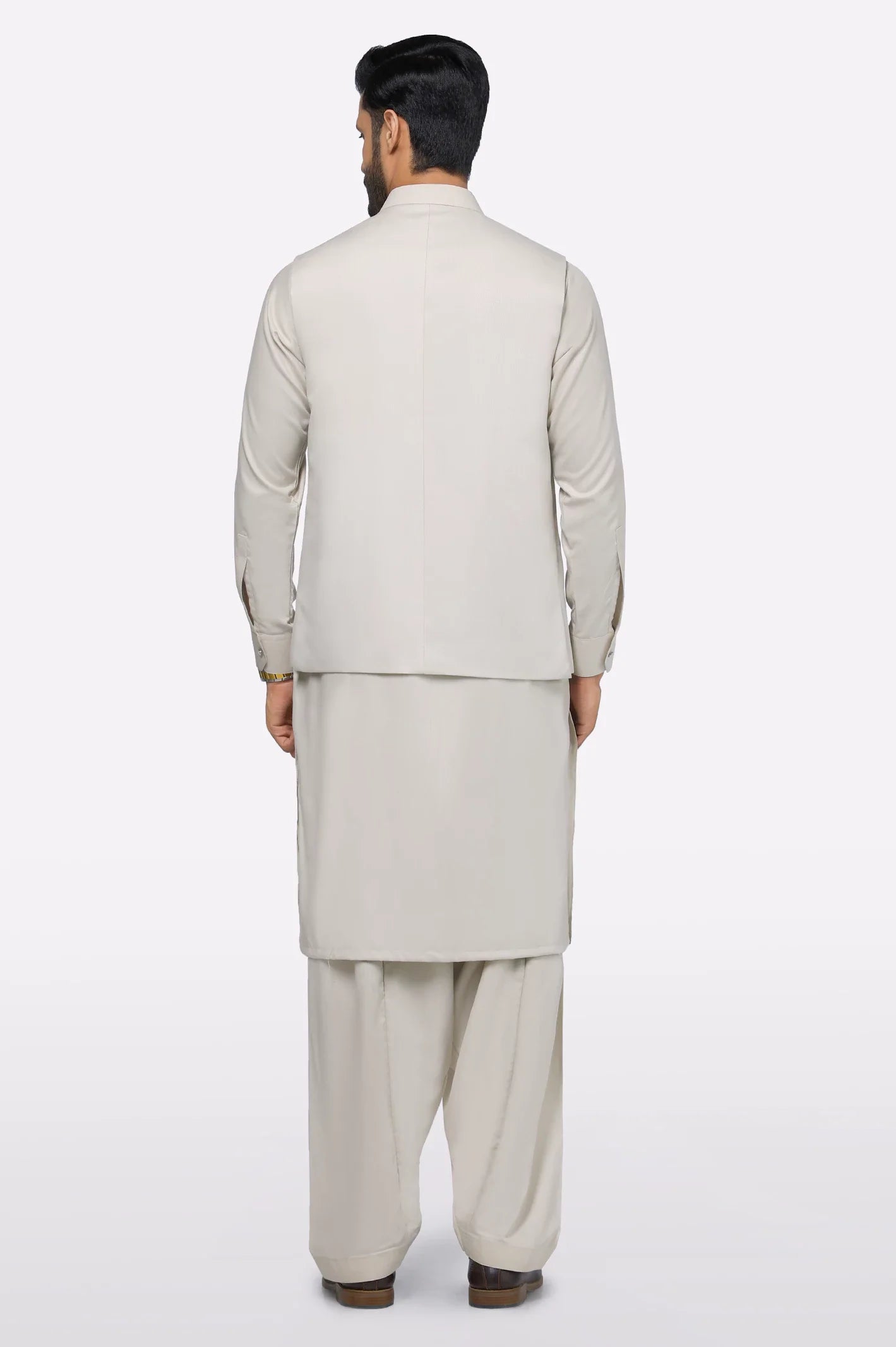 Light Beige Shalwar Kameez with Waistcoat