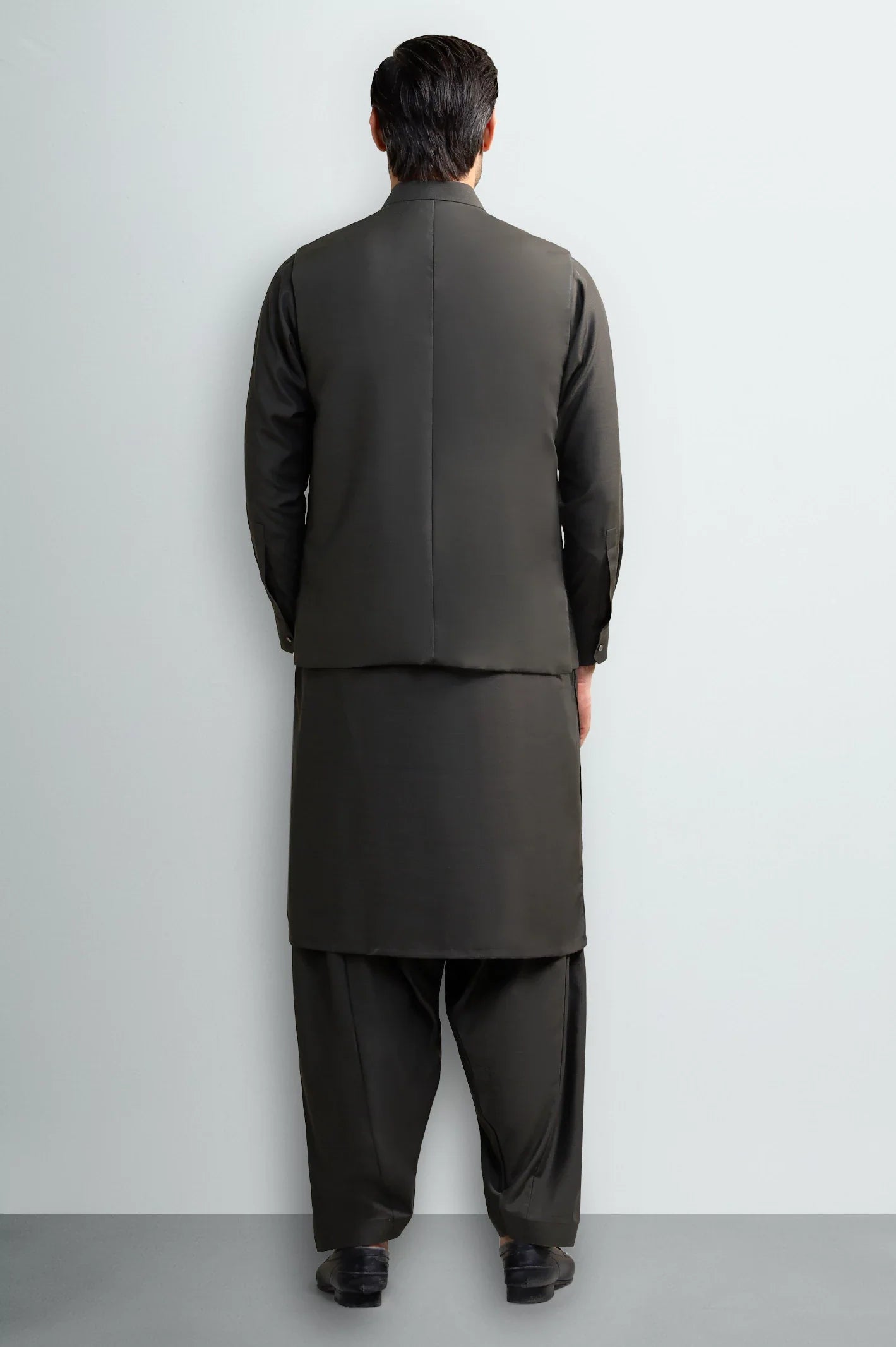 Coffee Brown Shalwar Kameez with Waistcoat