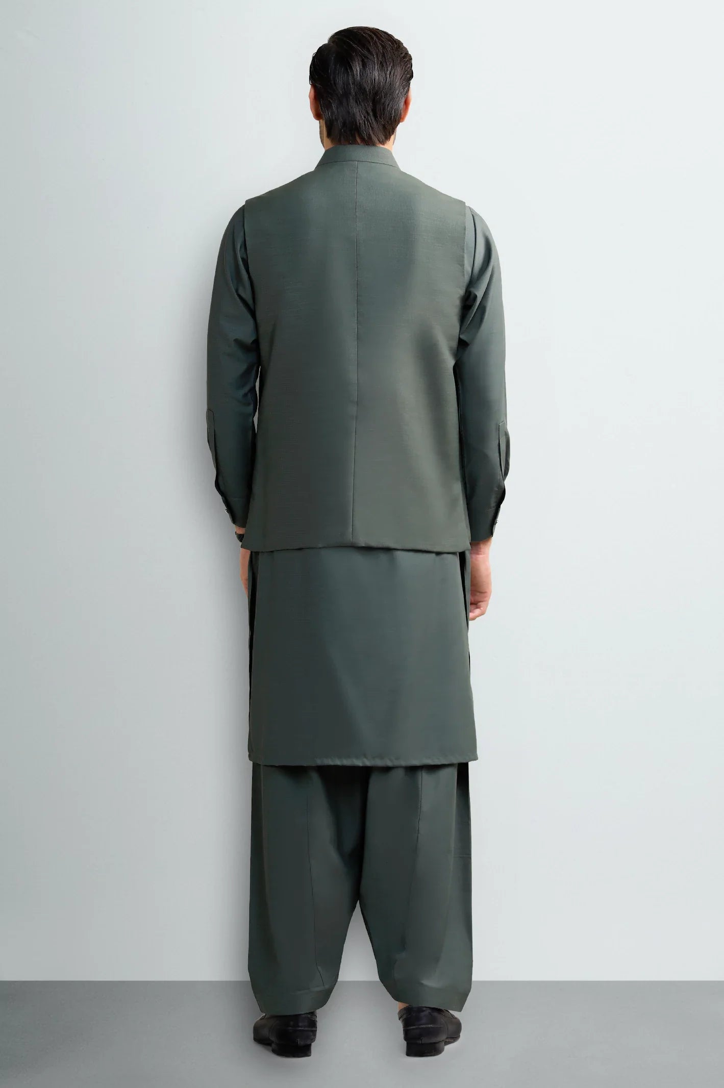 Dark Grey Shalwar Kameez with Waistcoat