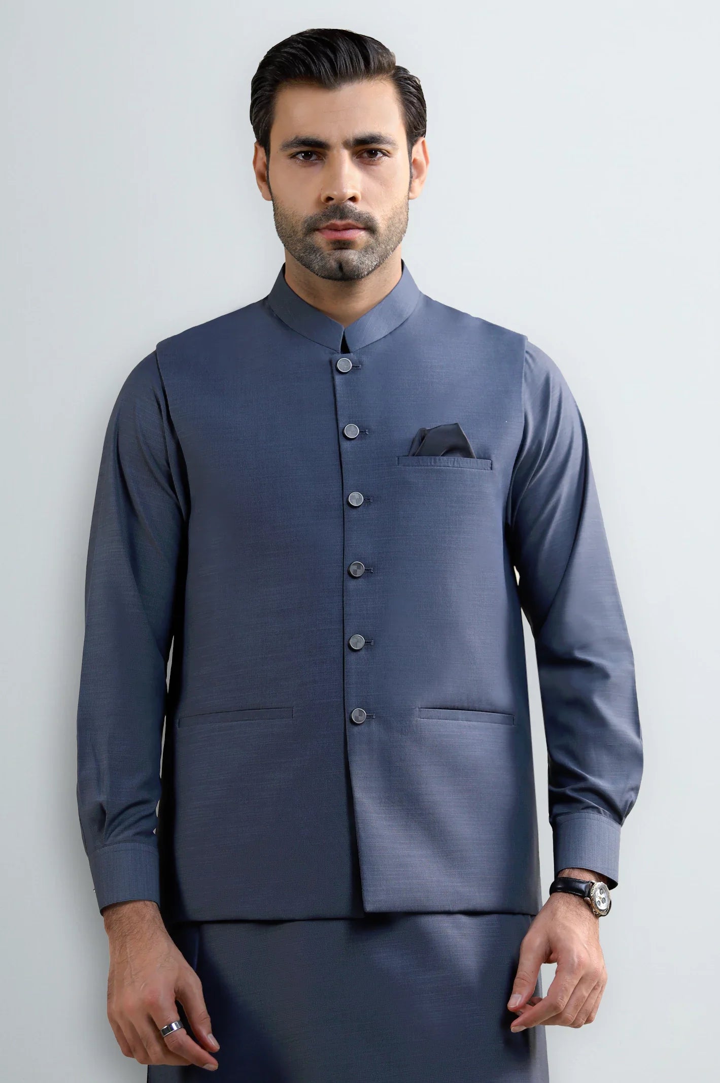 Grey Shalwar Kameez with Waistcoat