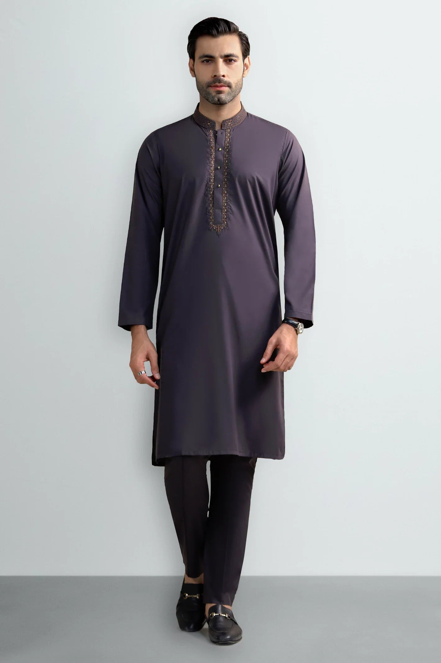 Coffee Brown Wash & Wear Kurta Pajama