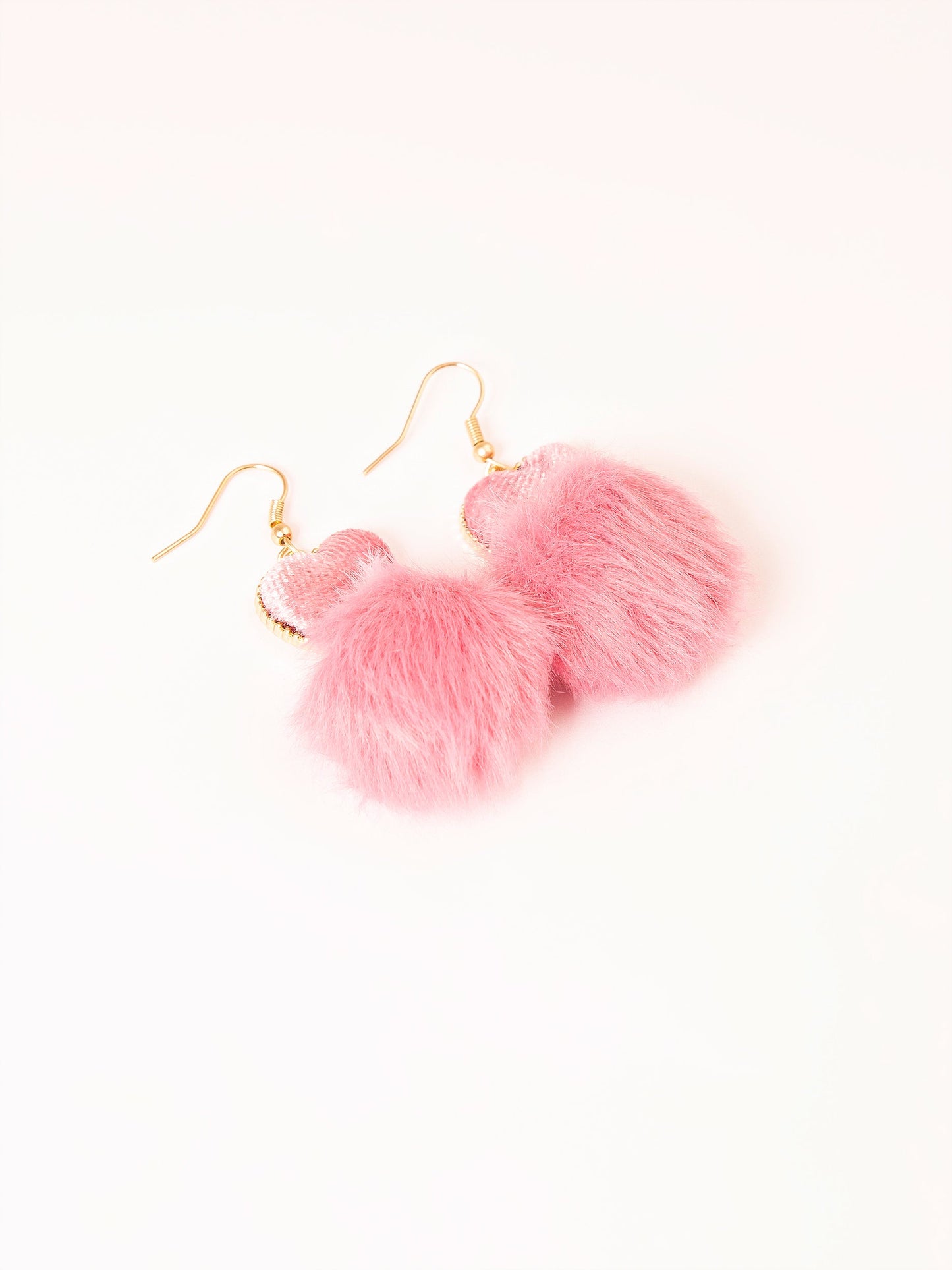 Heart Pompom Drop Earrings