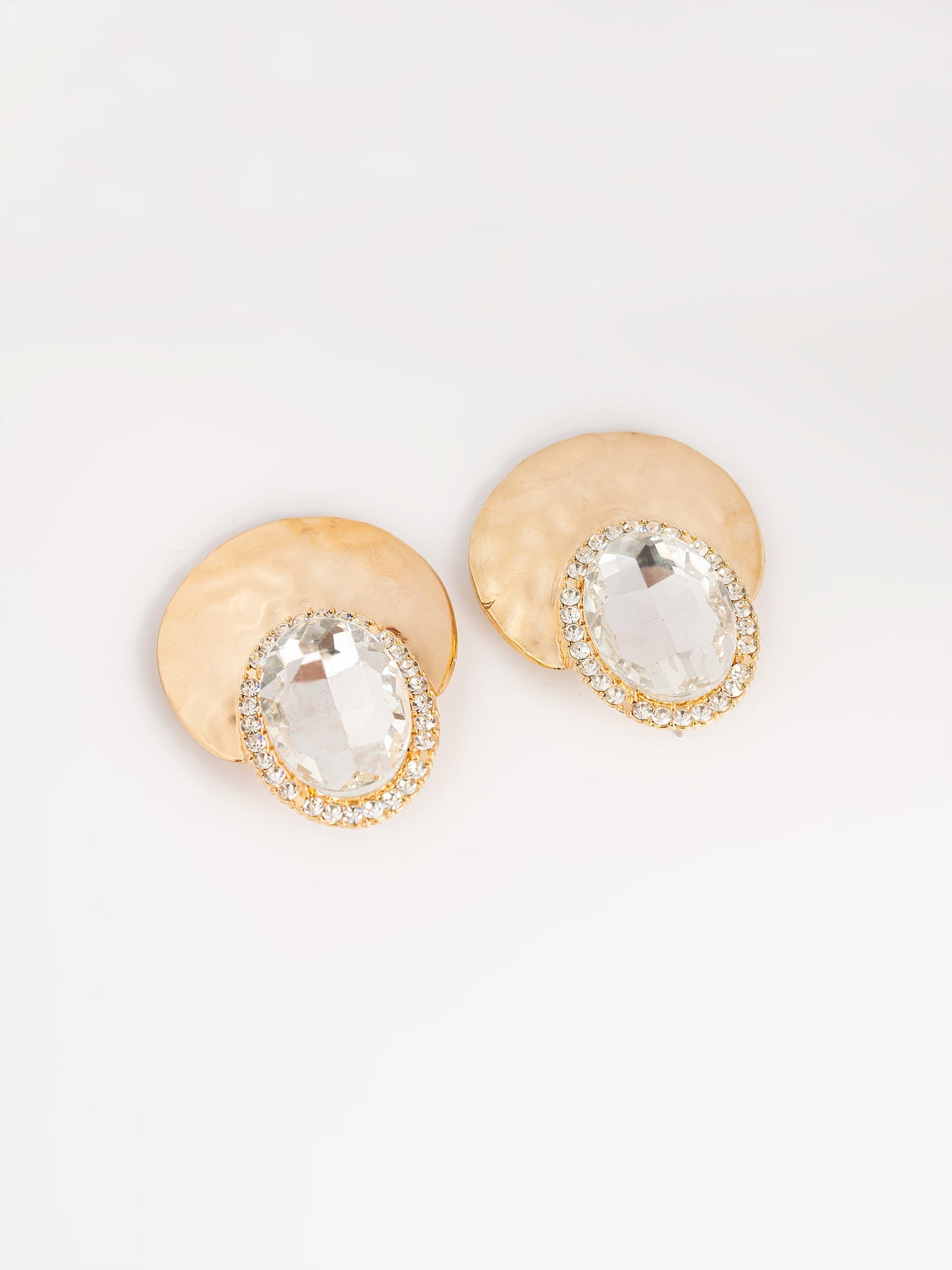 Hammered Rhinestone Earrings