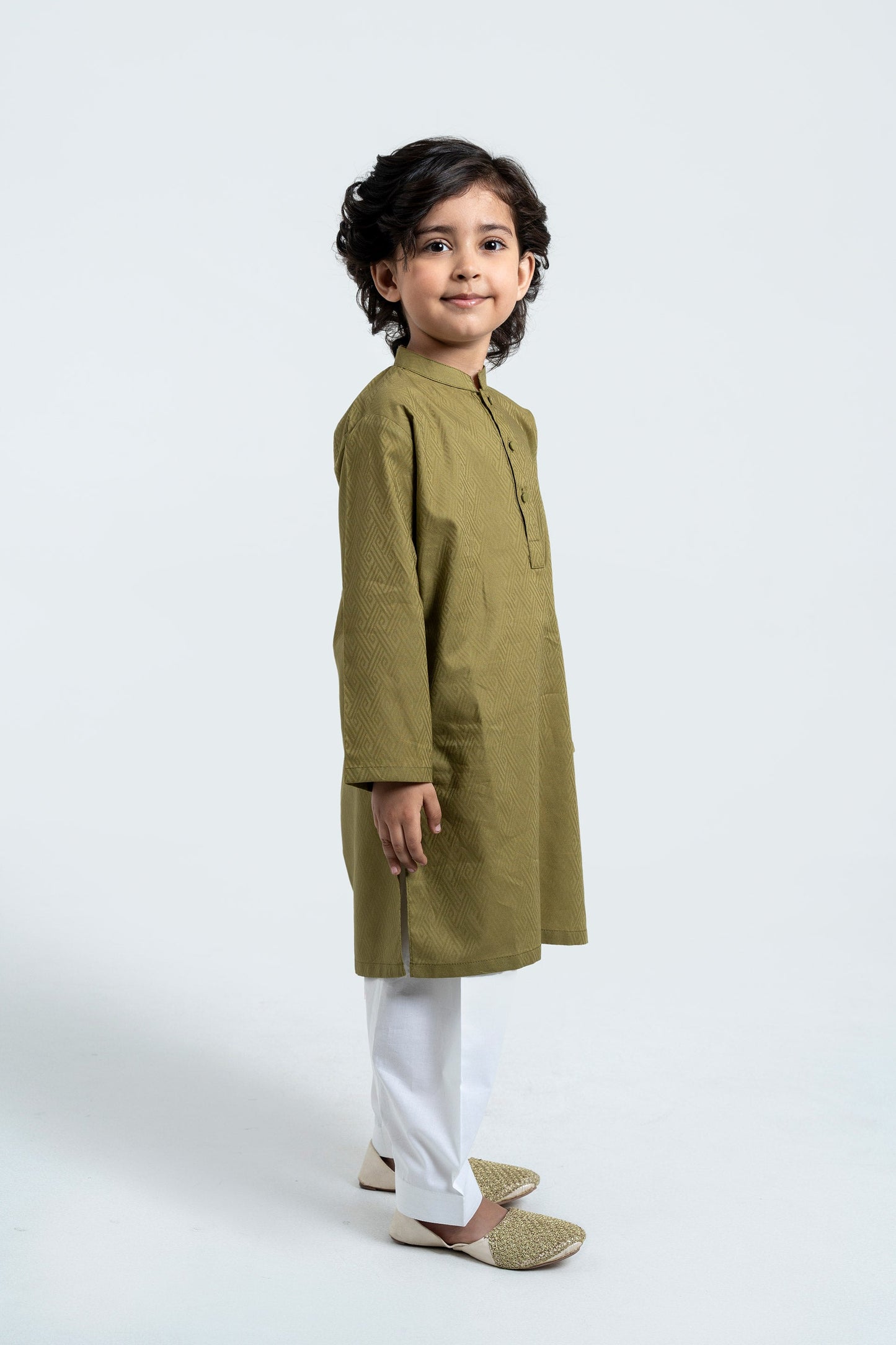 Olive Embroidery Kurta (KZ-533)