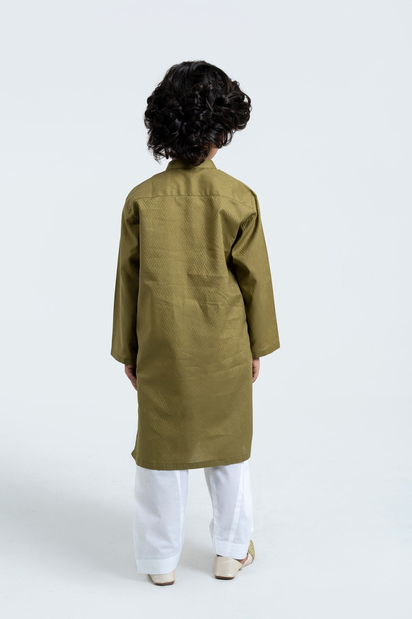 Olive Embroidery Kurta (KZ-533)