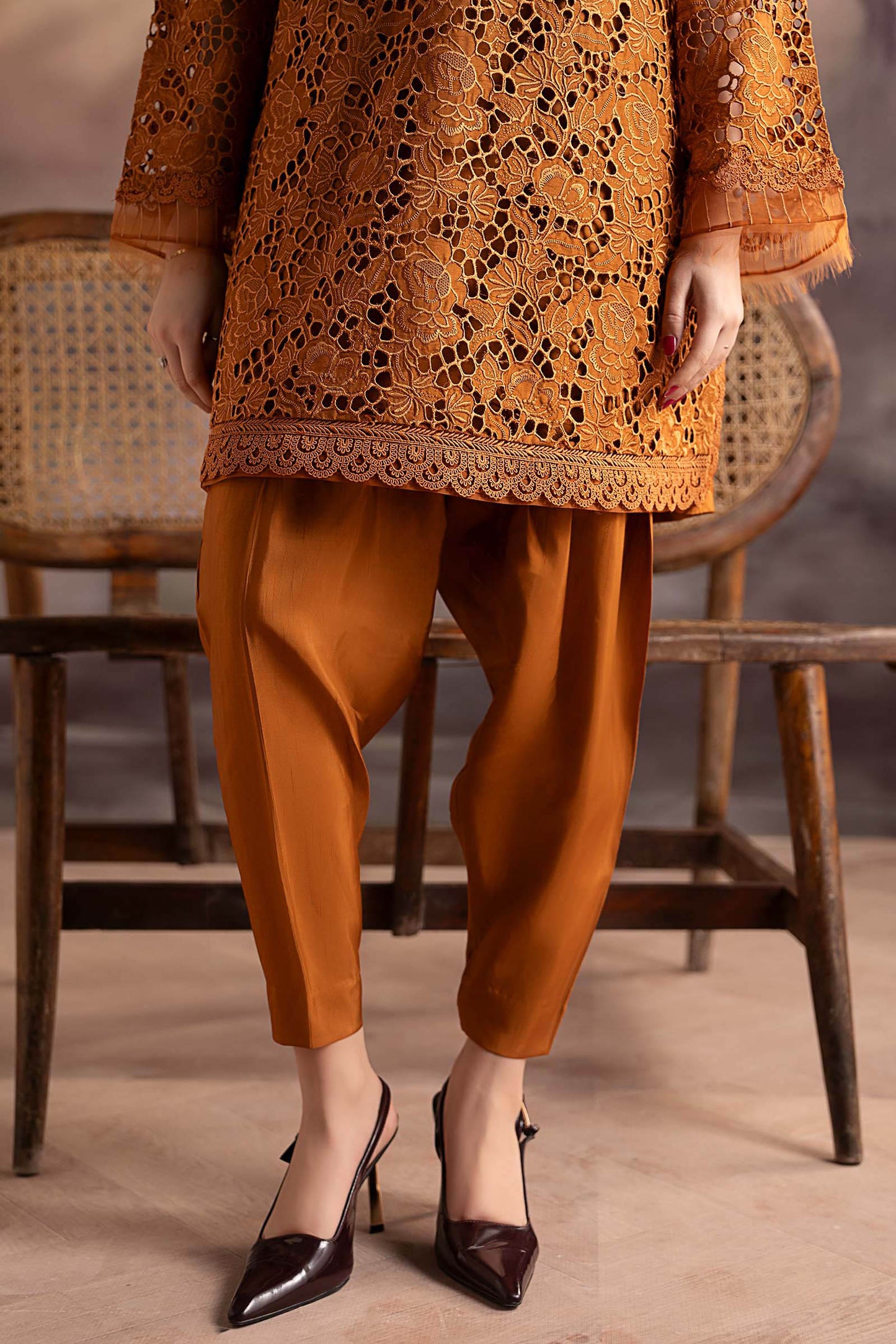 3 Piece Embroidered Bamber Raw Silk Suit
