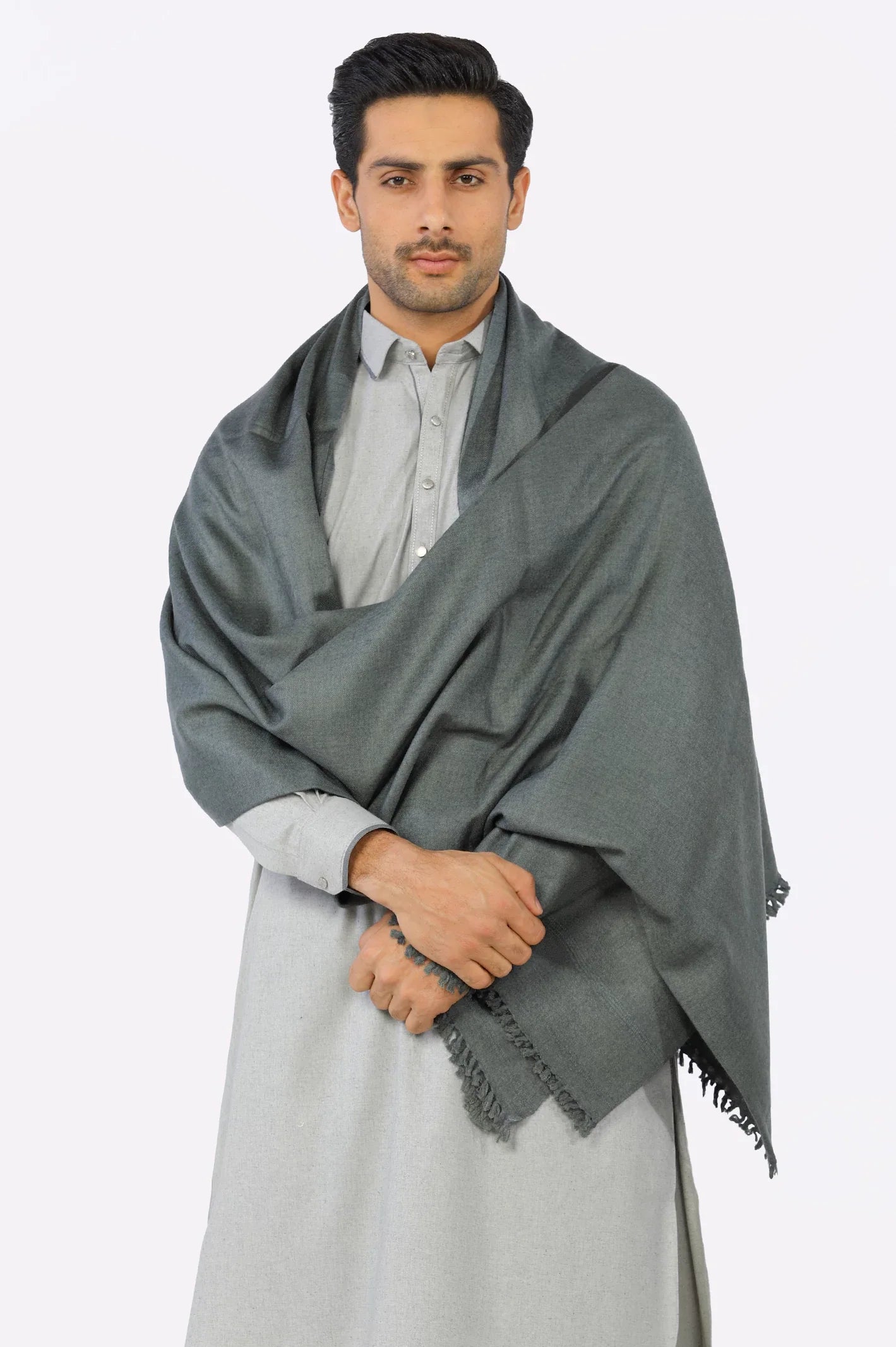 Dark Grey Woolen Men Shawl