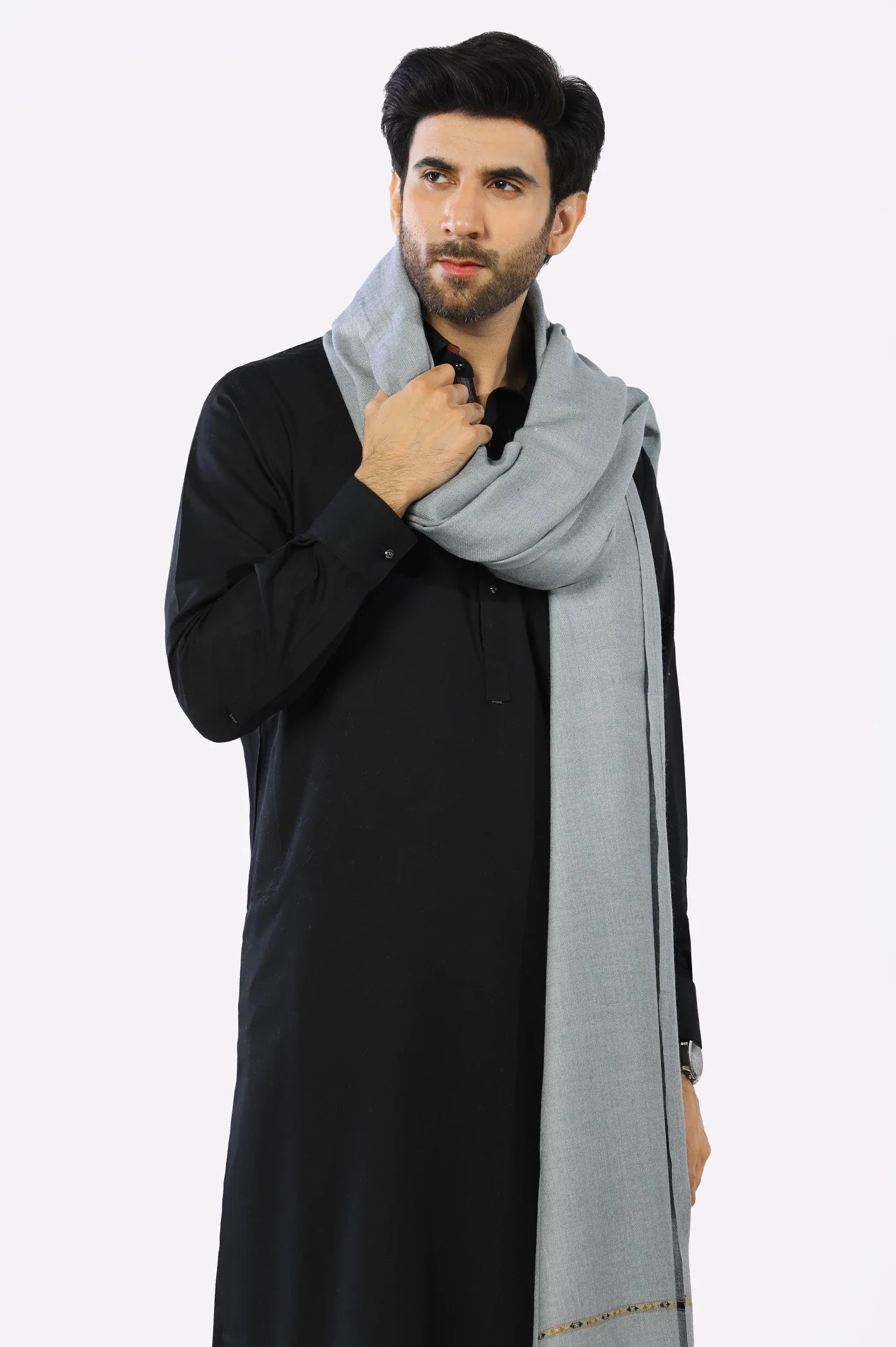 Grey Woolen Shawl for Mens