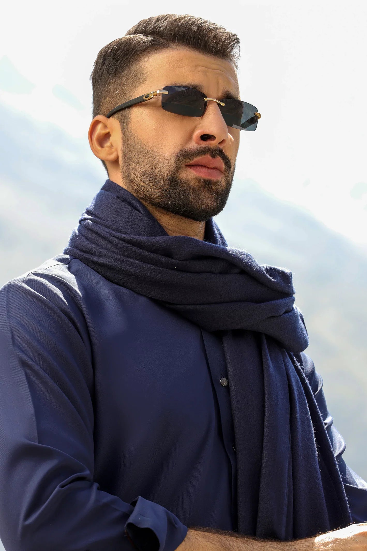 Men Blue Pashmina Cashmere Shawl
