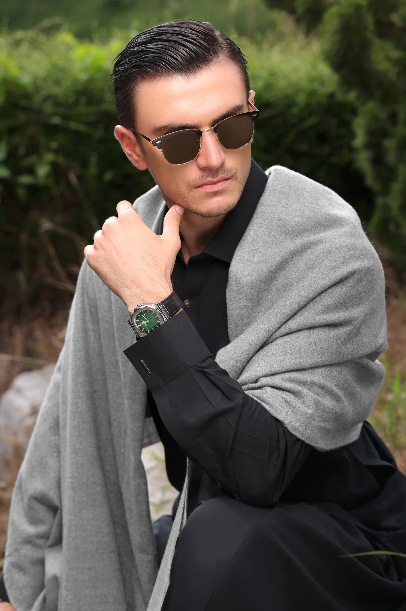 Grey Woolen Shawl for Men