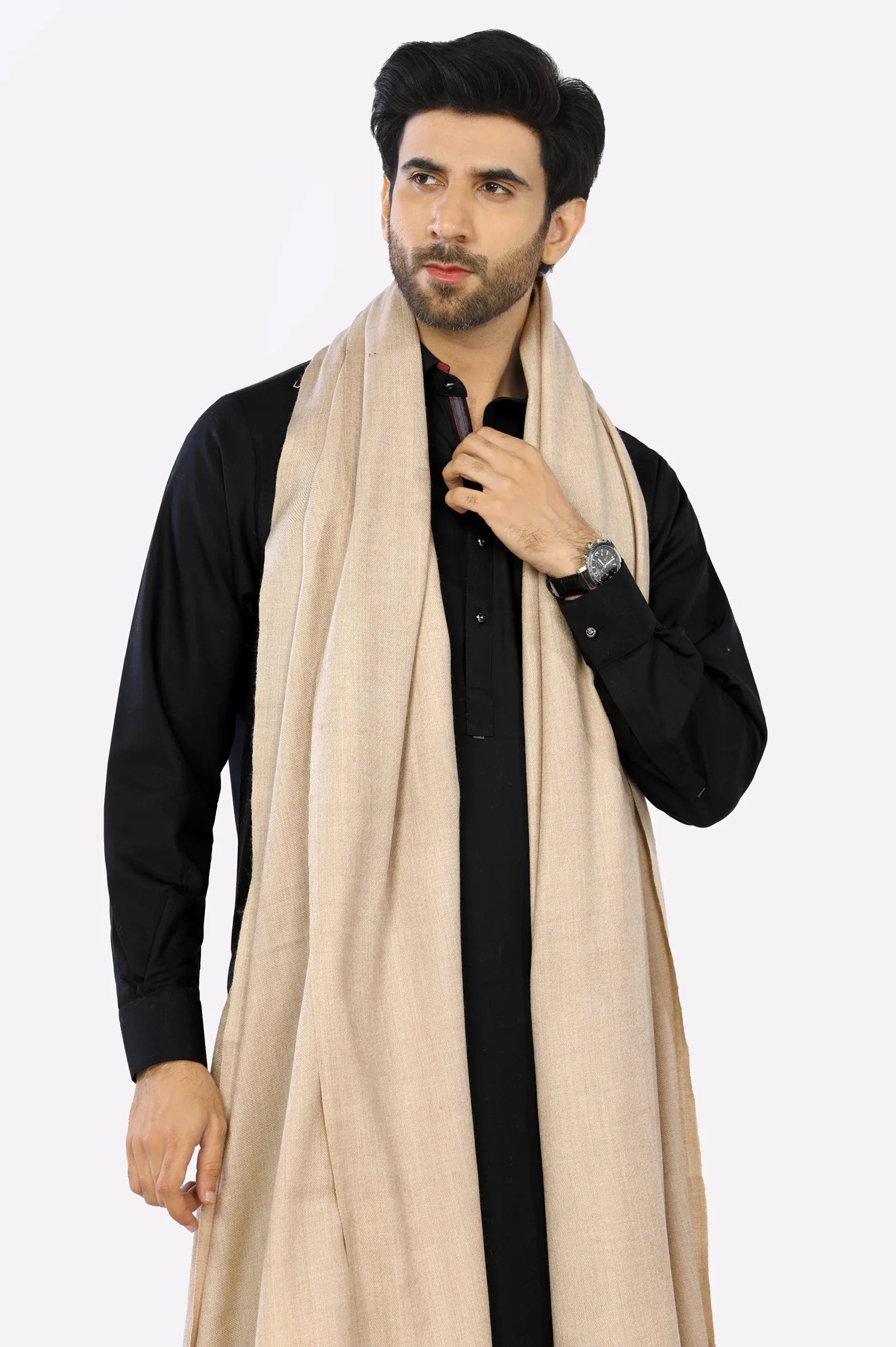 Men Fawn Woolen Shawl