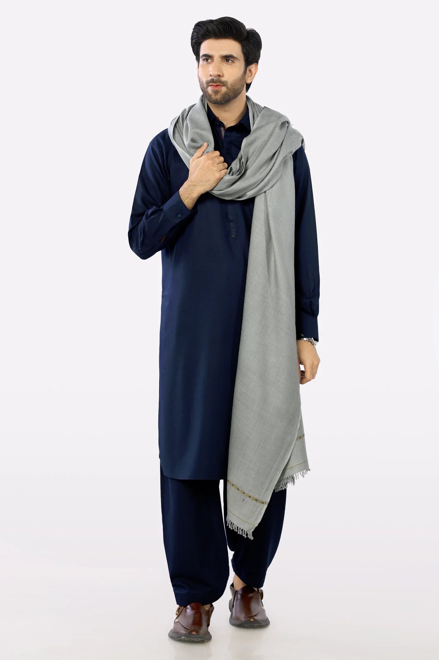 Mens Light Grey Shawl