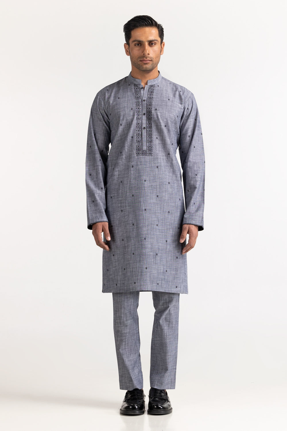 Grey Embroidered Suit SK-E24-034