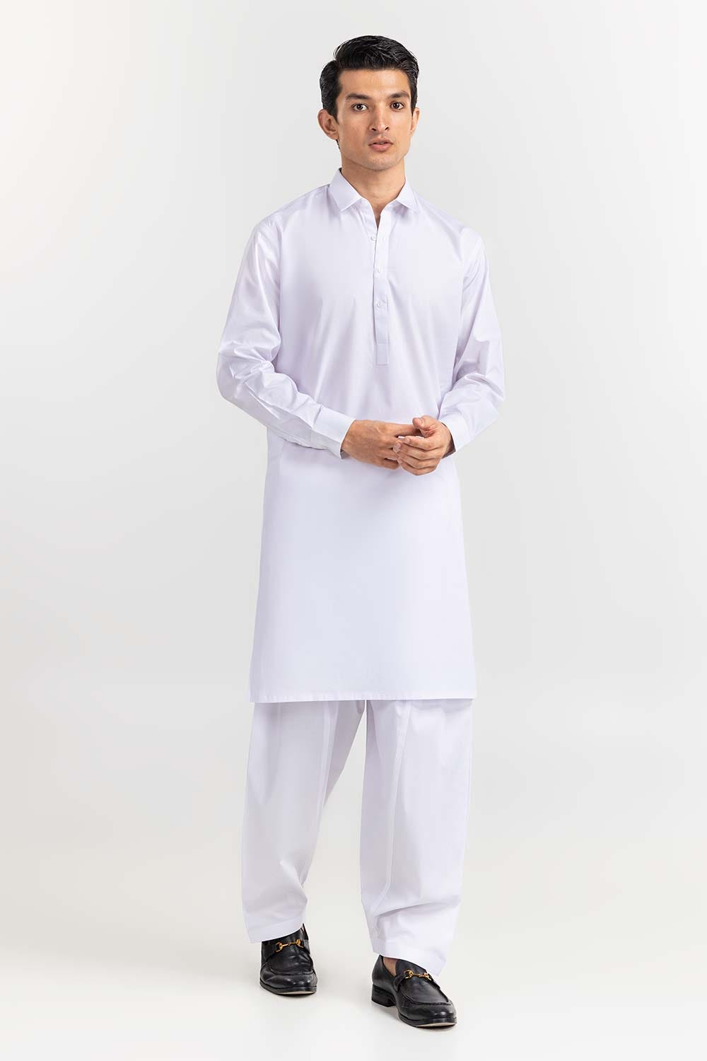 White Basic Chairman Latha Shalwar Kameez Suit SK-P22-019