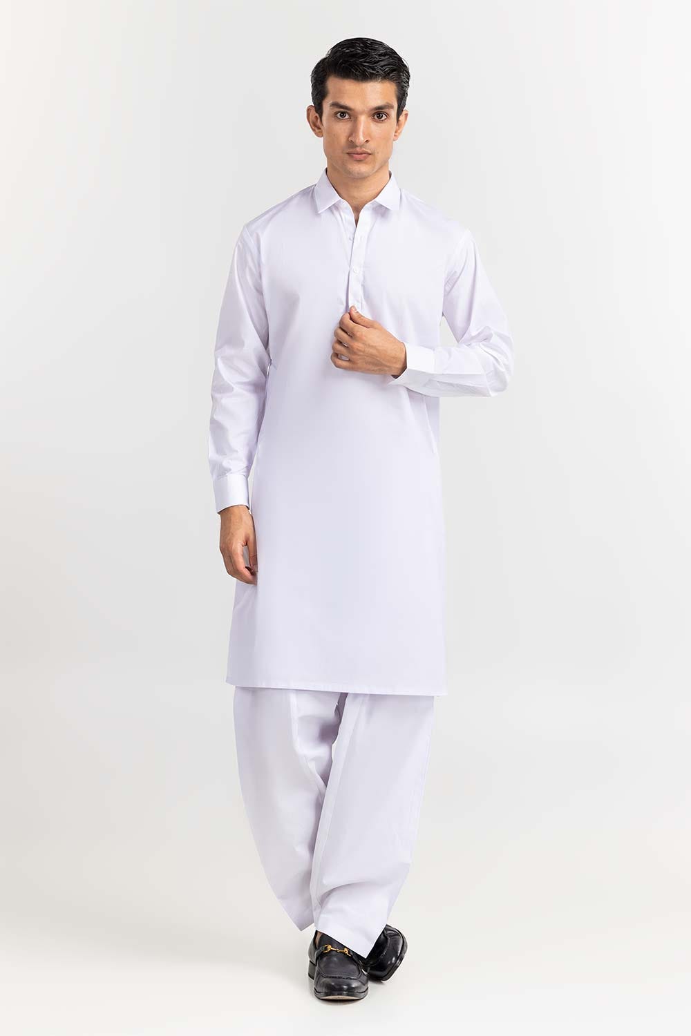 White Basic Chairman Latha Shalwar Kameez Suit SK-P22-019