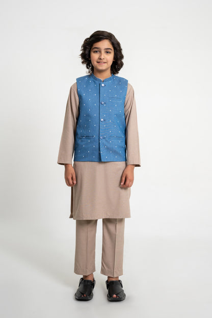 Printed Denim Waist Coat (MSBCWC-015)