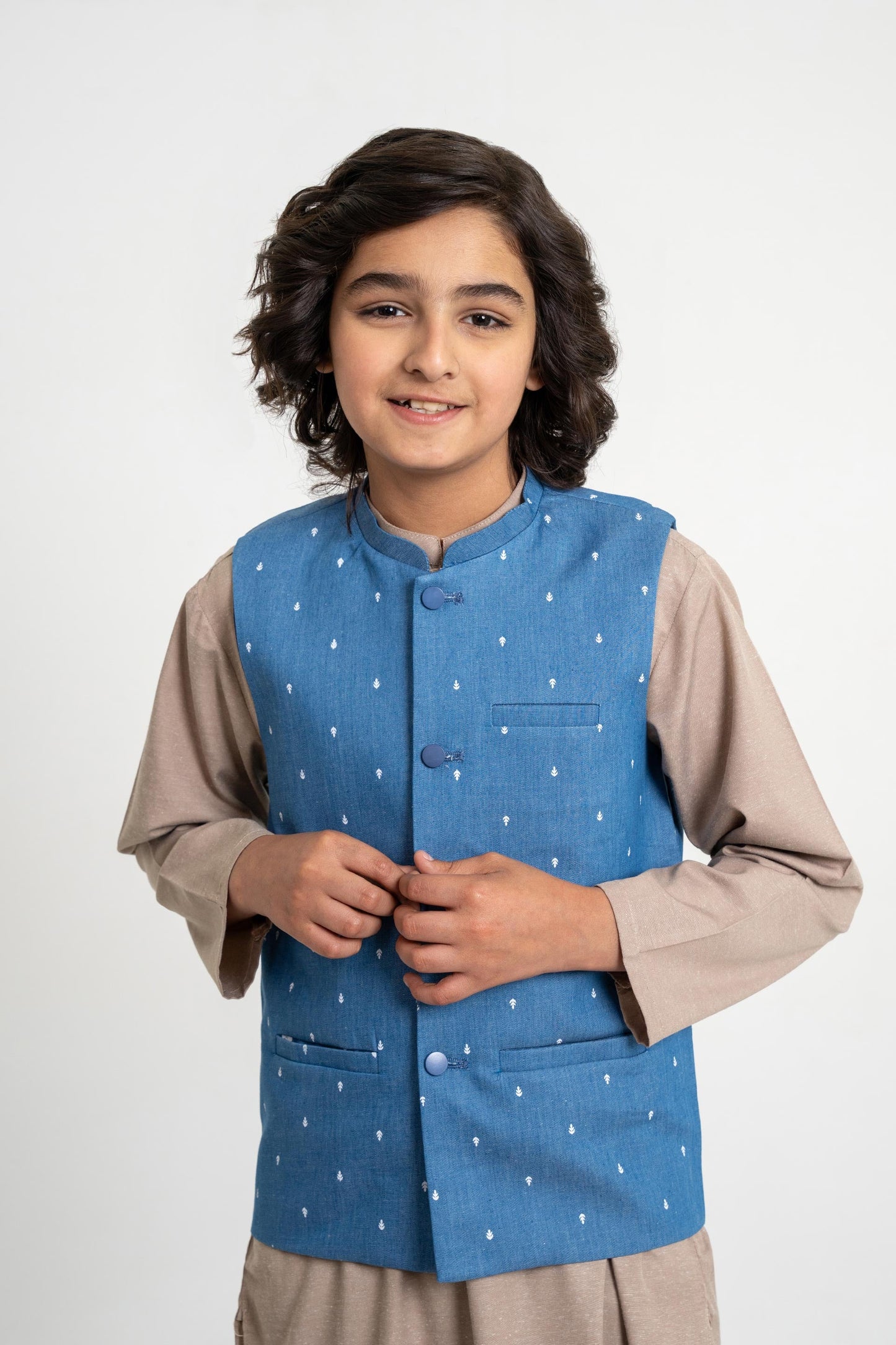 Printed Denim Waist Coat (MSBCWC-015)