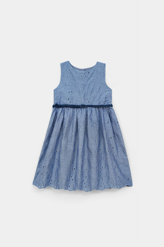 Embroidered Chambray Frock (CF-574)